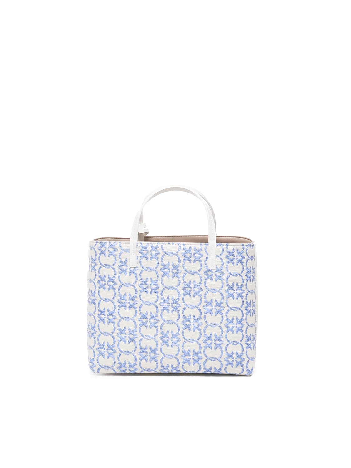 Shop Pinko Classic Fabric Shopper Bag In Light Blue