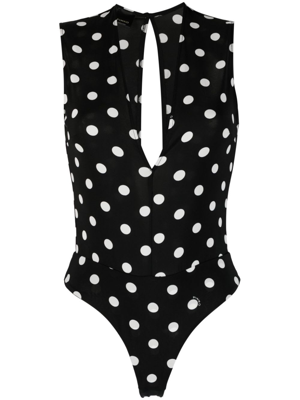 PINKO BLACK AND WHITE BODYSUIT SITH CUT-OUT AND ALL-OVER POLKA DOTS MOTIF IN STRETCH VISCOSE WOMAN