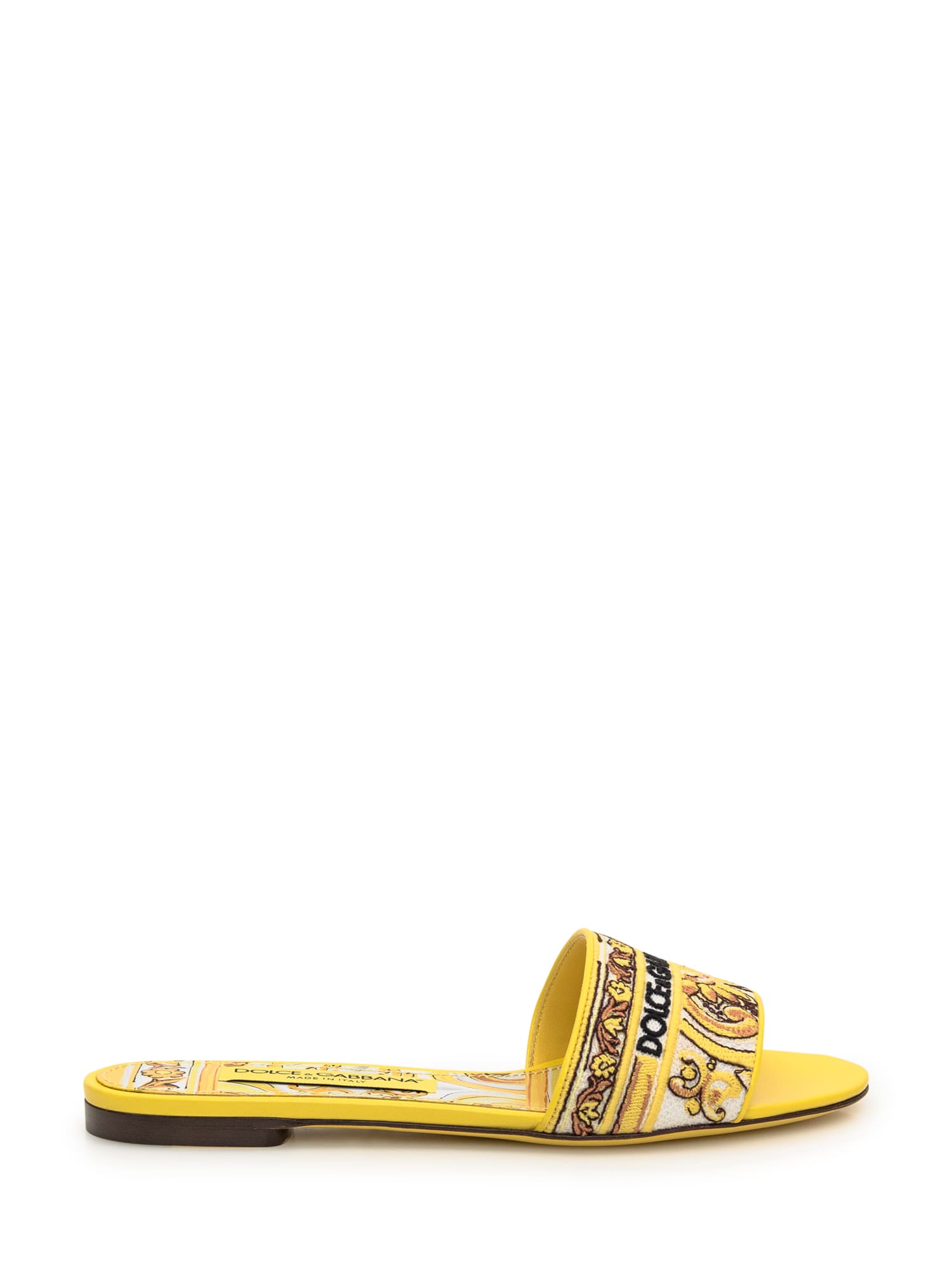 Shop Dolce & Gabbana Flat Slipper Embroidered In Multicolor/sole