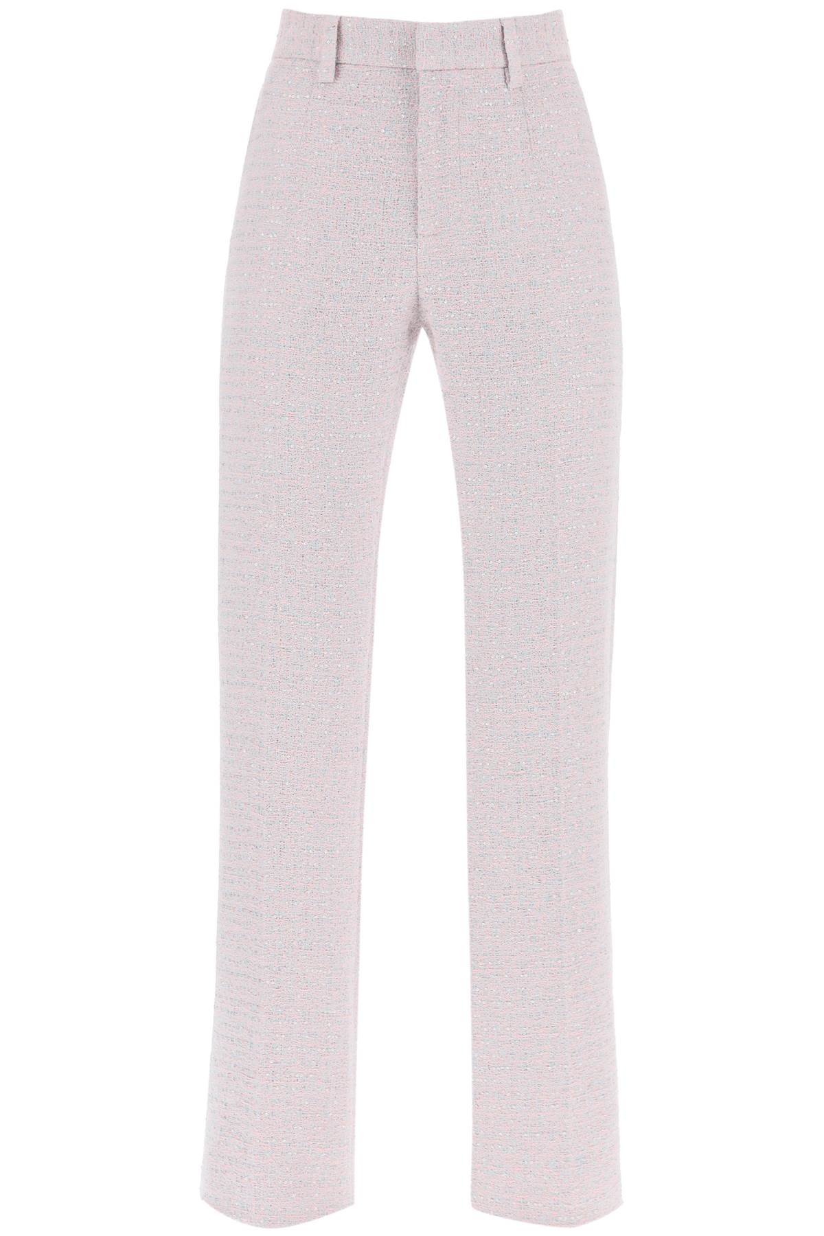 Shop Alessandra Rich Pants In Tweed Boucle In Light Blue Pink (pink)