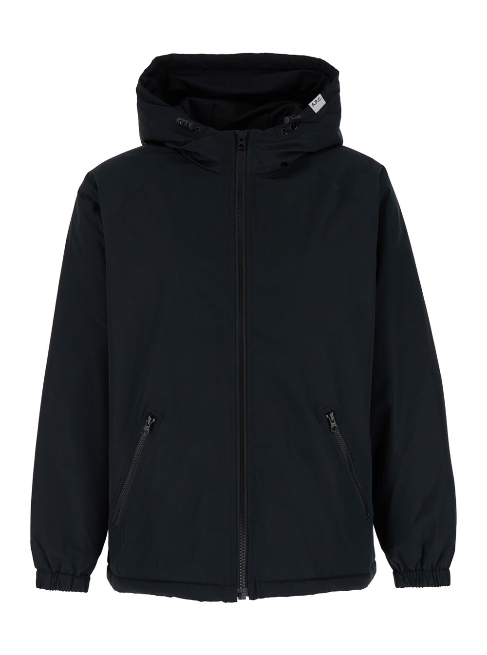 Shop Apc Youri Blue Hooded Jacket With Logo Patch In Tech Fabric Man In Black