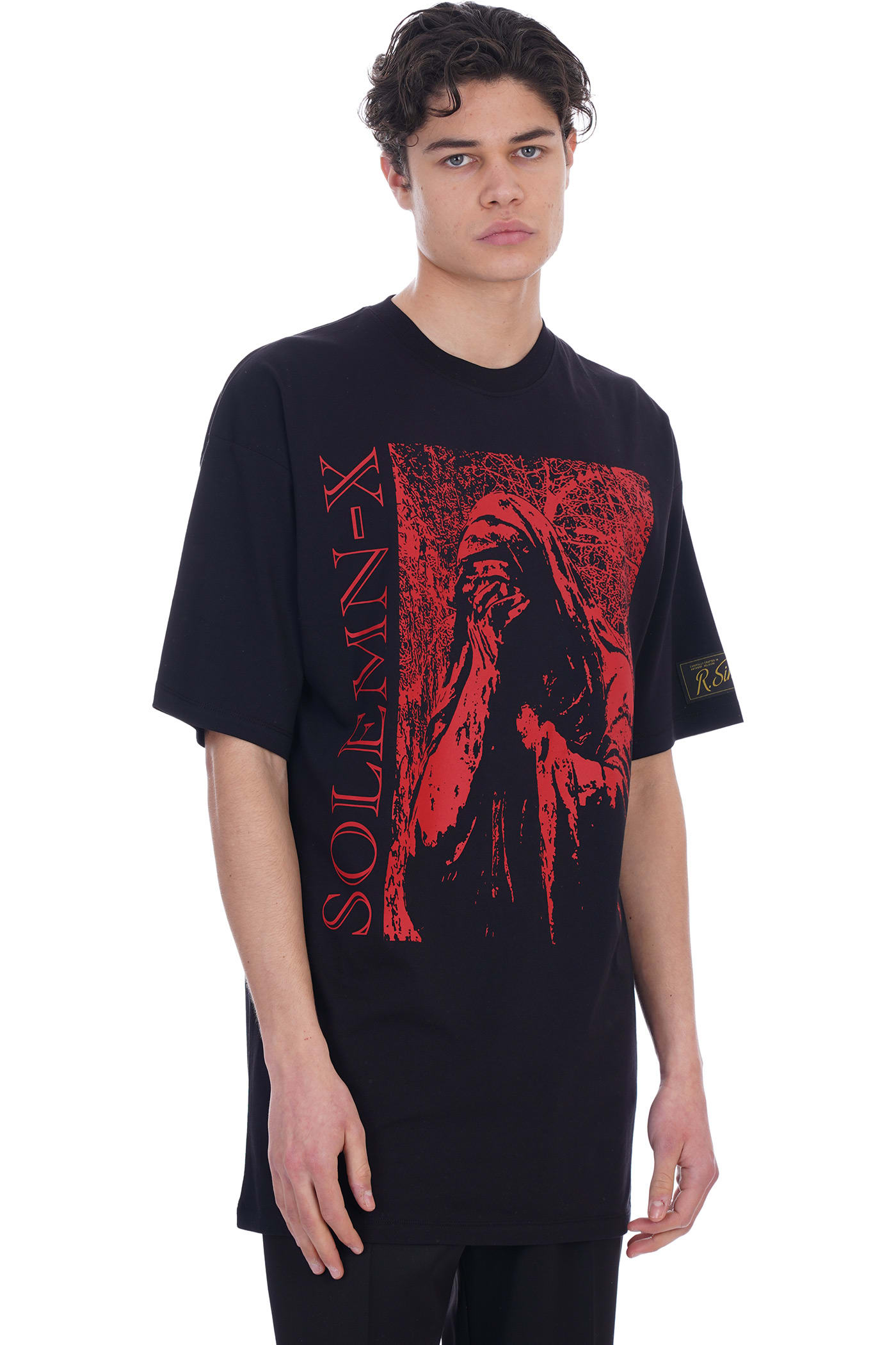 Raf Simons 'solemn-x' Print Oversized T-shirt In Black,red | ModeSens