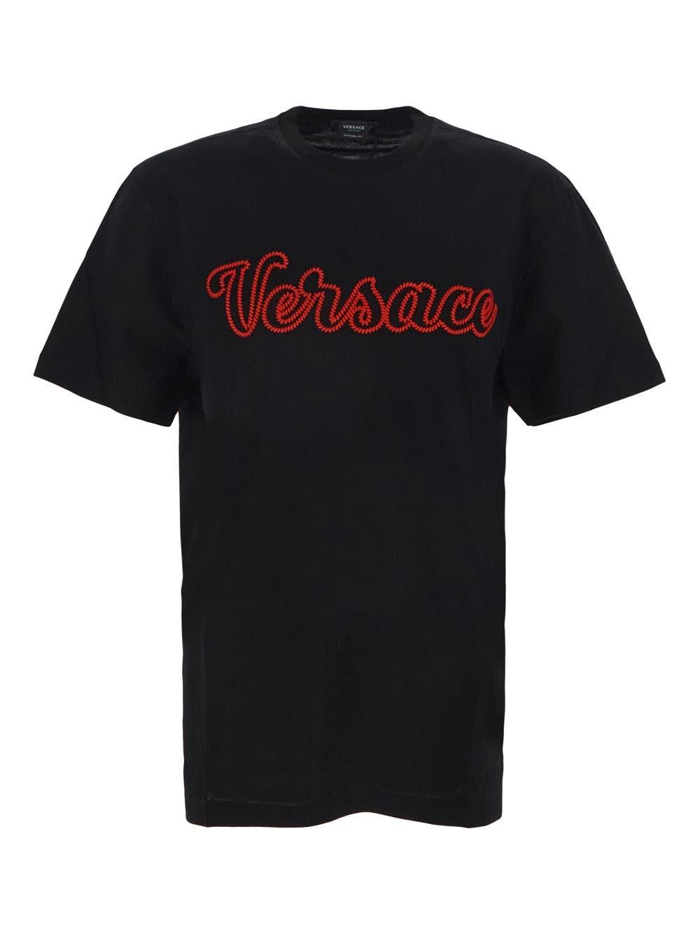 VERSACE EMBROIDERED LOGO TEE