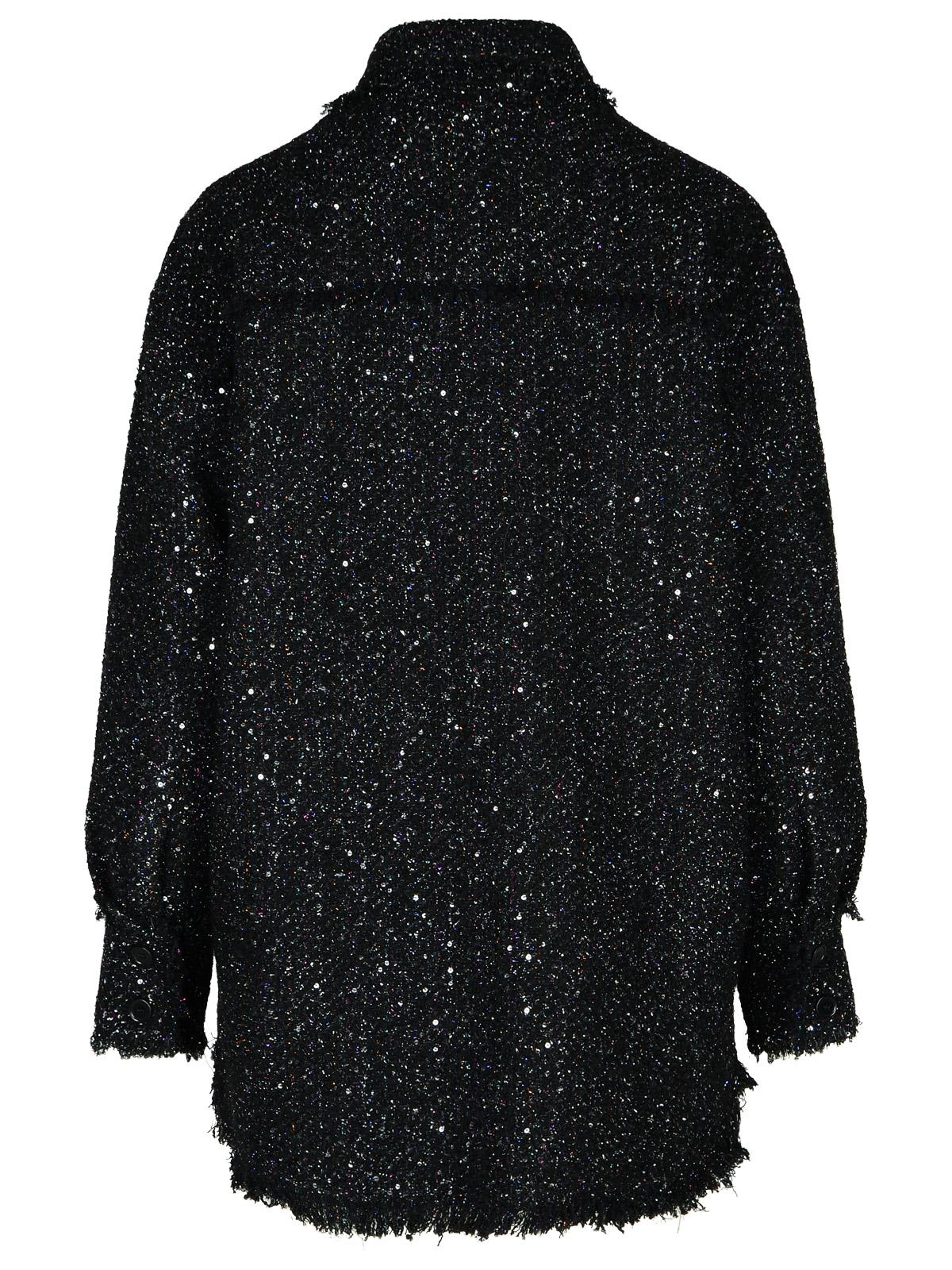 Shop Msgm Black Wool Blend Shirt