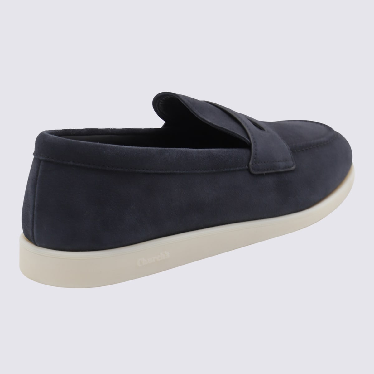 Church's Blue Suede Saddle Loafers In Navy