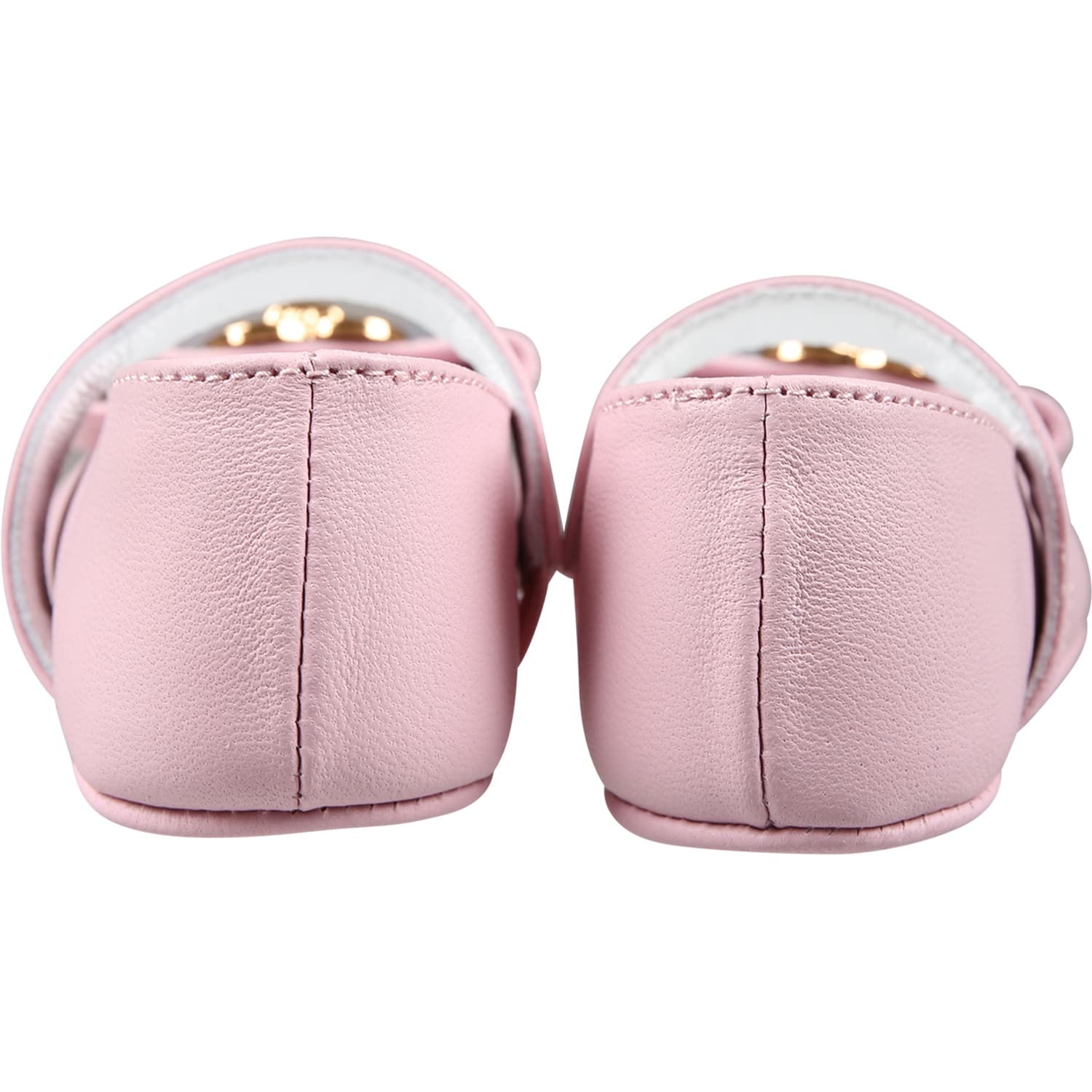Shop Versace Pink Ballet Flats For Baby Girl With Heart And Medusa