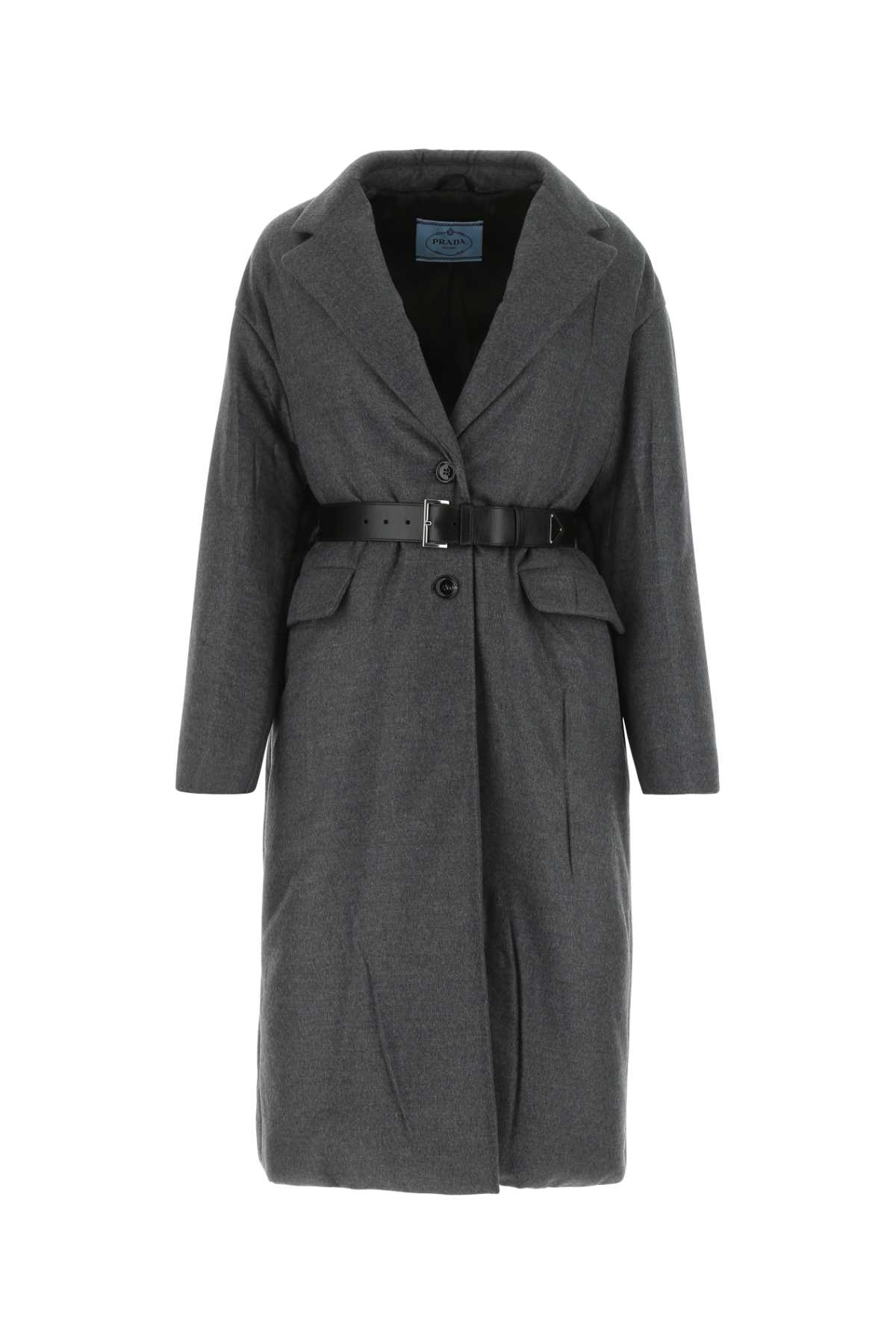 Grey Cashmere Blend Padded Coat