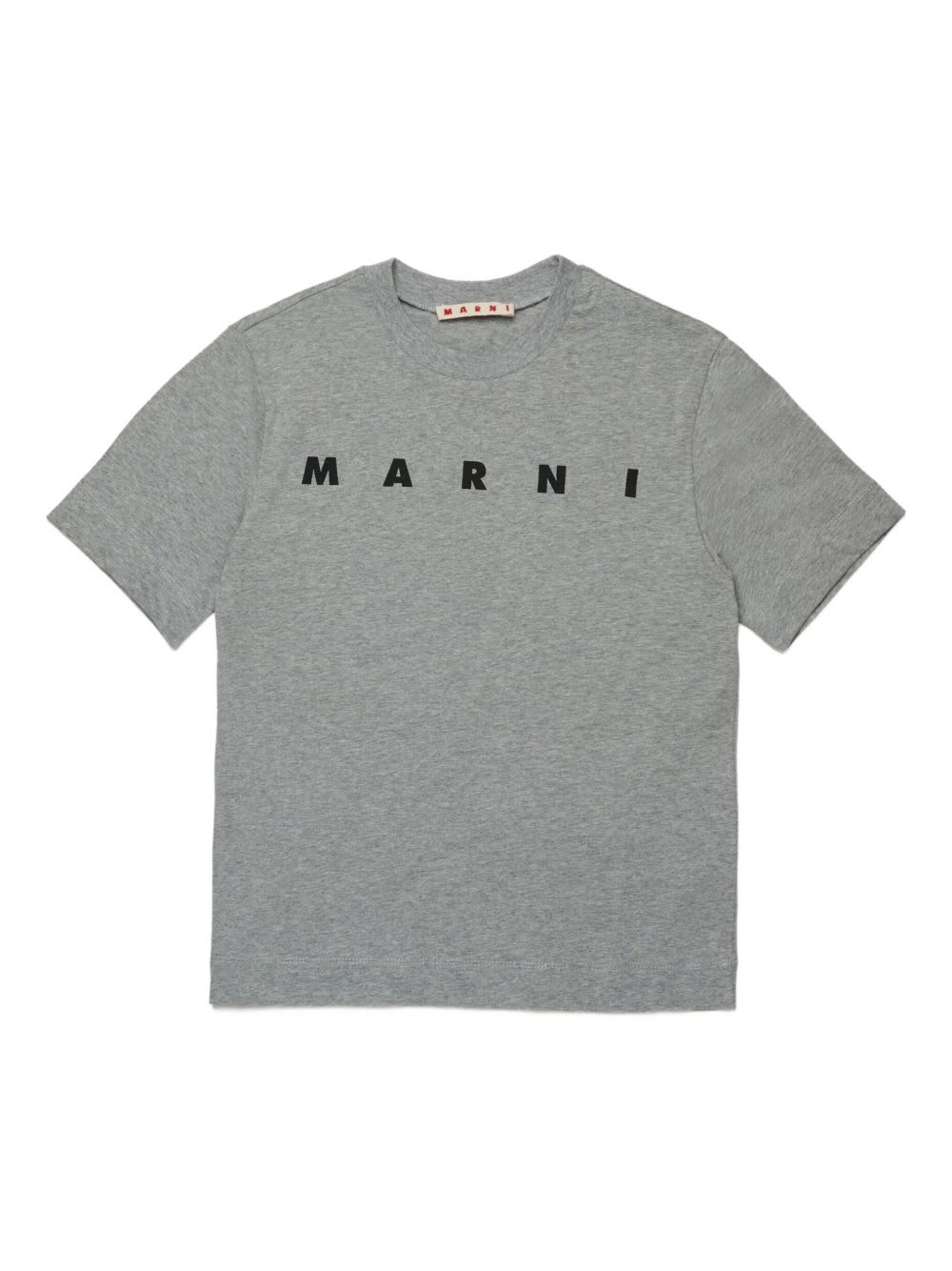 Marni Kids Gray Crew-neck Short-sleeve T-shirt In Gray