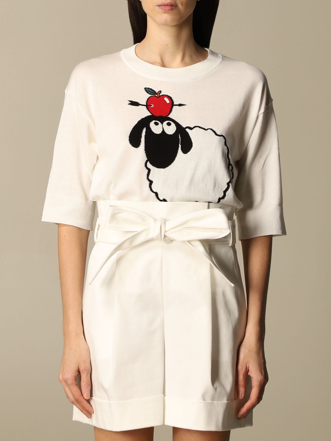 Boutique Moschino T-shirt Moschino Boutique T-shirt In Cotton With Sheep And Apple