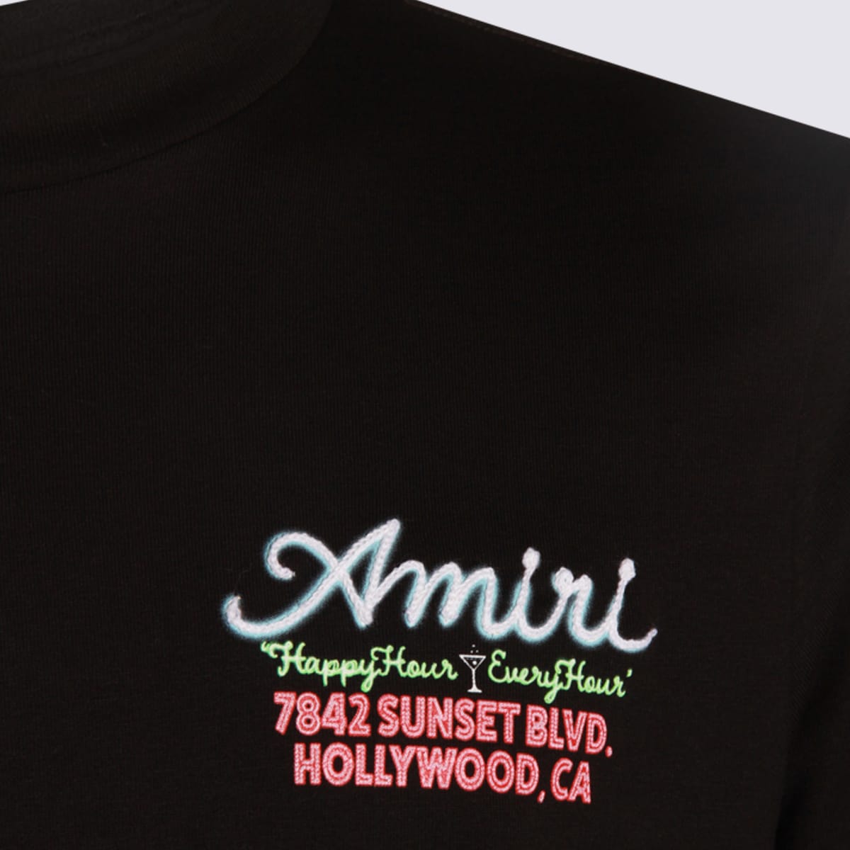 Amiri Mens Neon Lights Graphic-print Cotton T-shirt Black Xl In Black