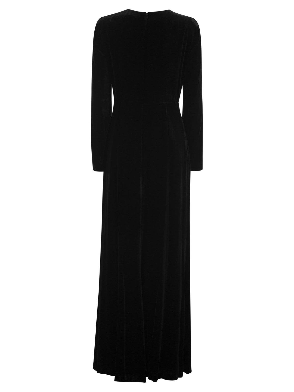 Shop Max Mara Baia Crewneck Long-sleeved Dress In Black