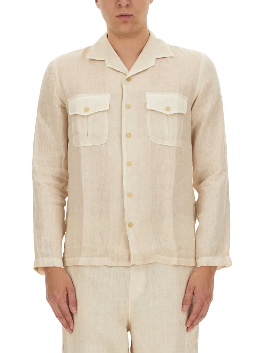 Shop 120% Lino Linen Shirt In Beige