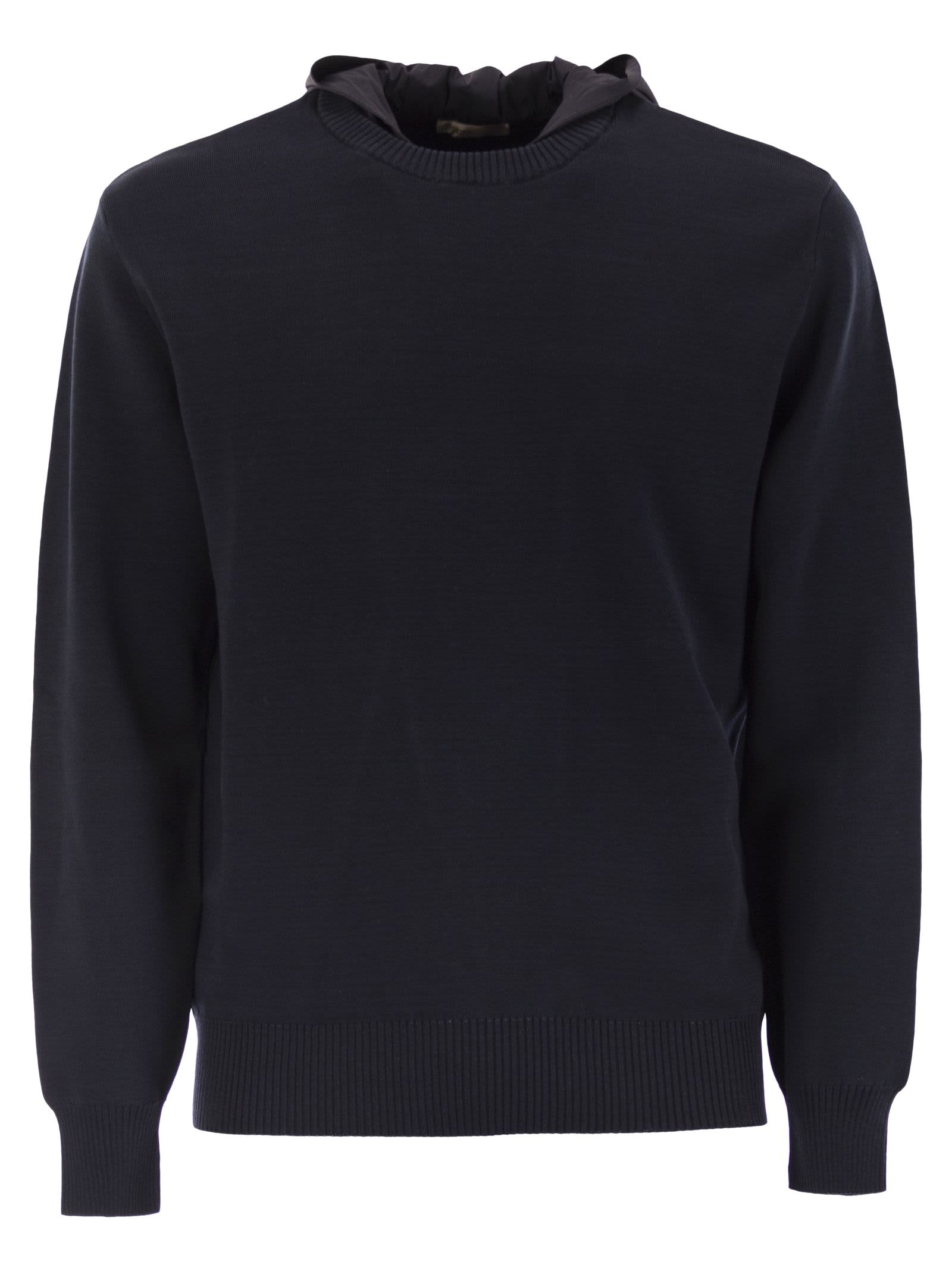 Resort Double Cotton Knit And Nylon Hoodie
