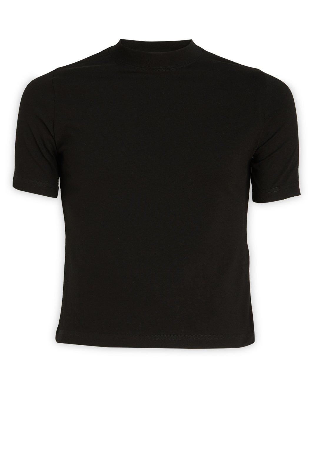Shop Balenciaga Mockneck Short-sleeved Top In Black