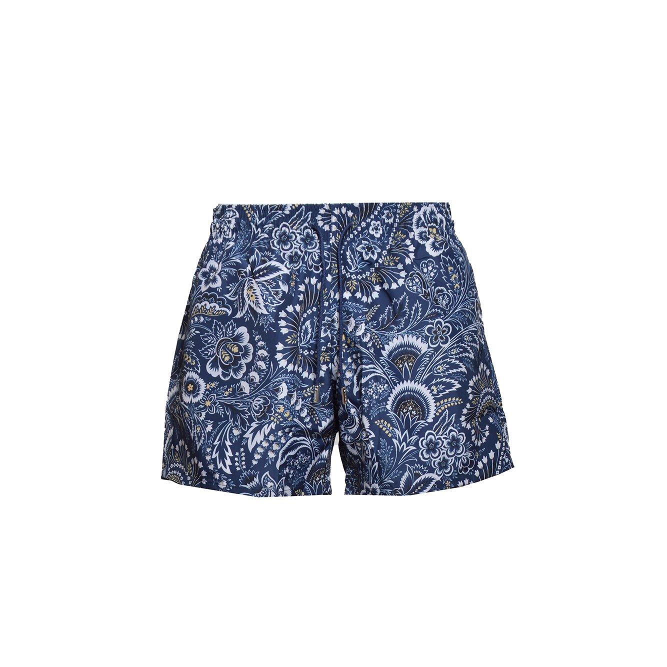 Shop Etro Floral Printed Drawstring Swim Shorts