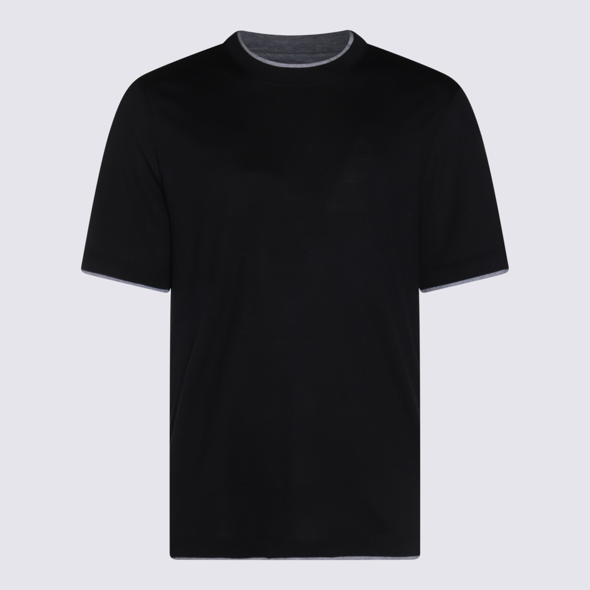 Shop Brunello Cucinelli Black Cotton And Silk T-shirt