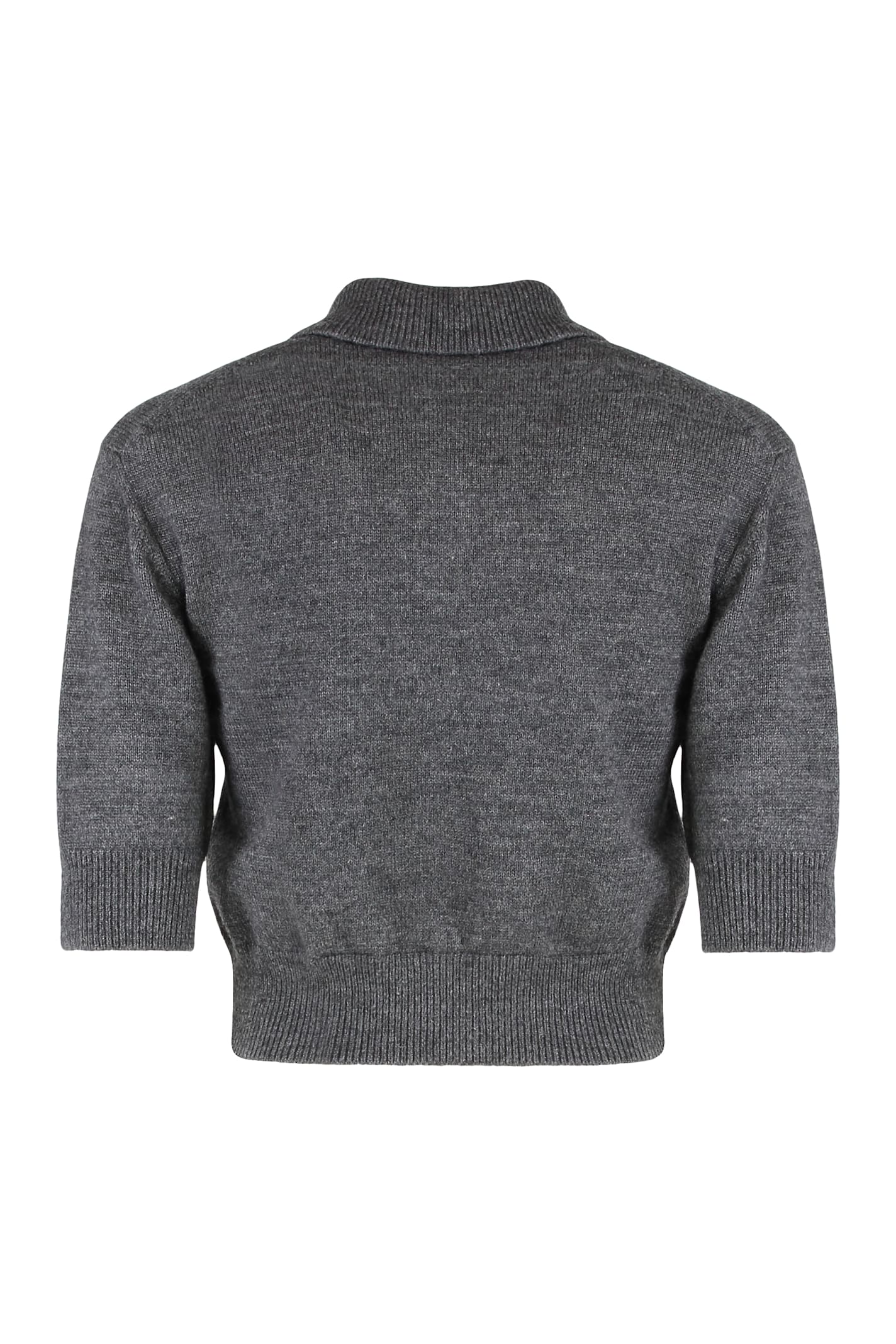 Givenchy Cropped Wool And Alpaca Polo Sweater In Gray
