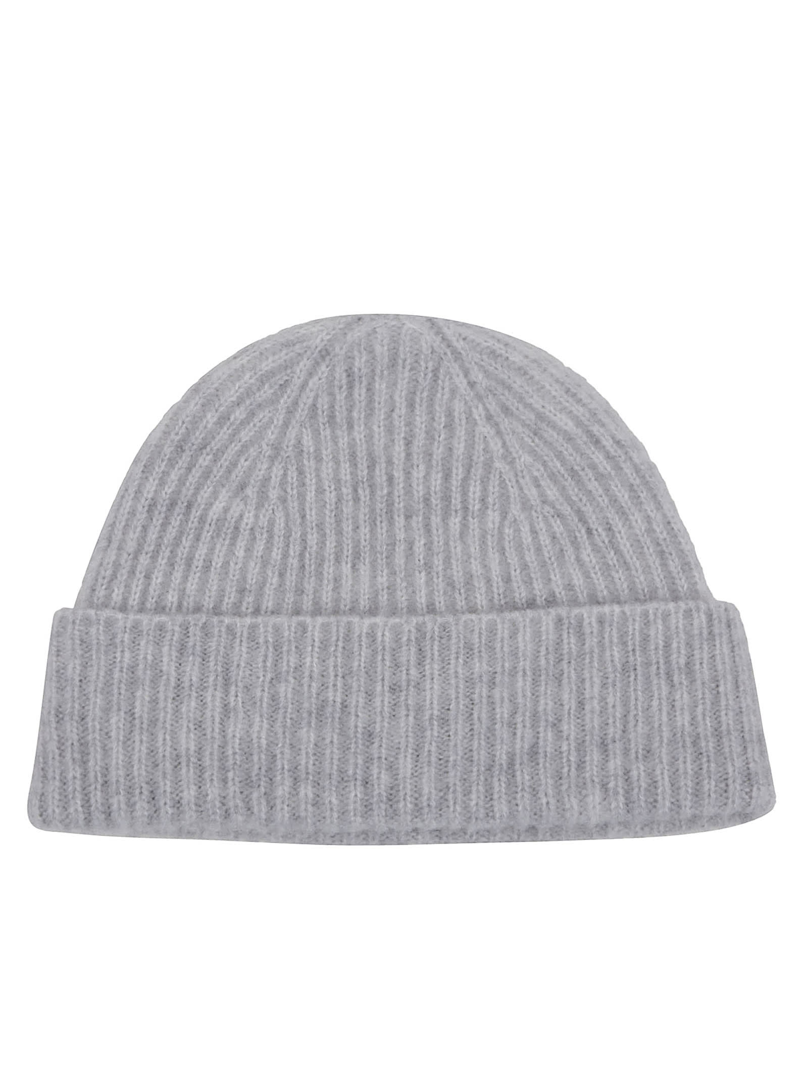Eleventy Ribbed Knit Hat With Folded Cuff In Gray