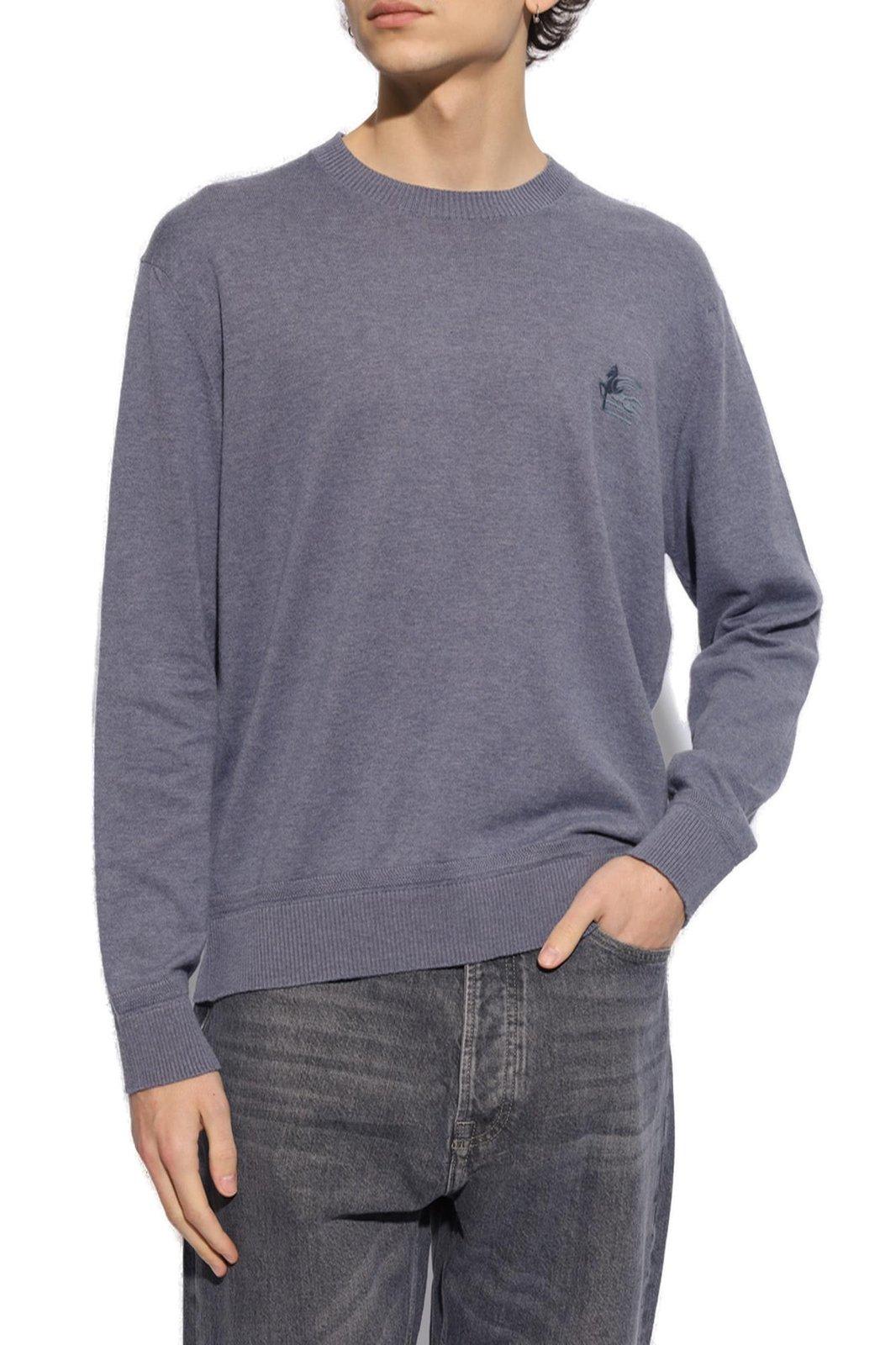 Shop Etro Pegaso Embroidered Knit Jumper
