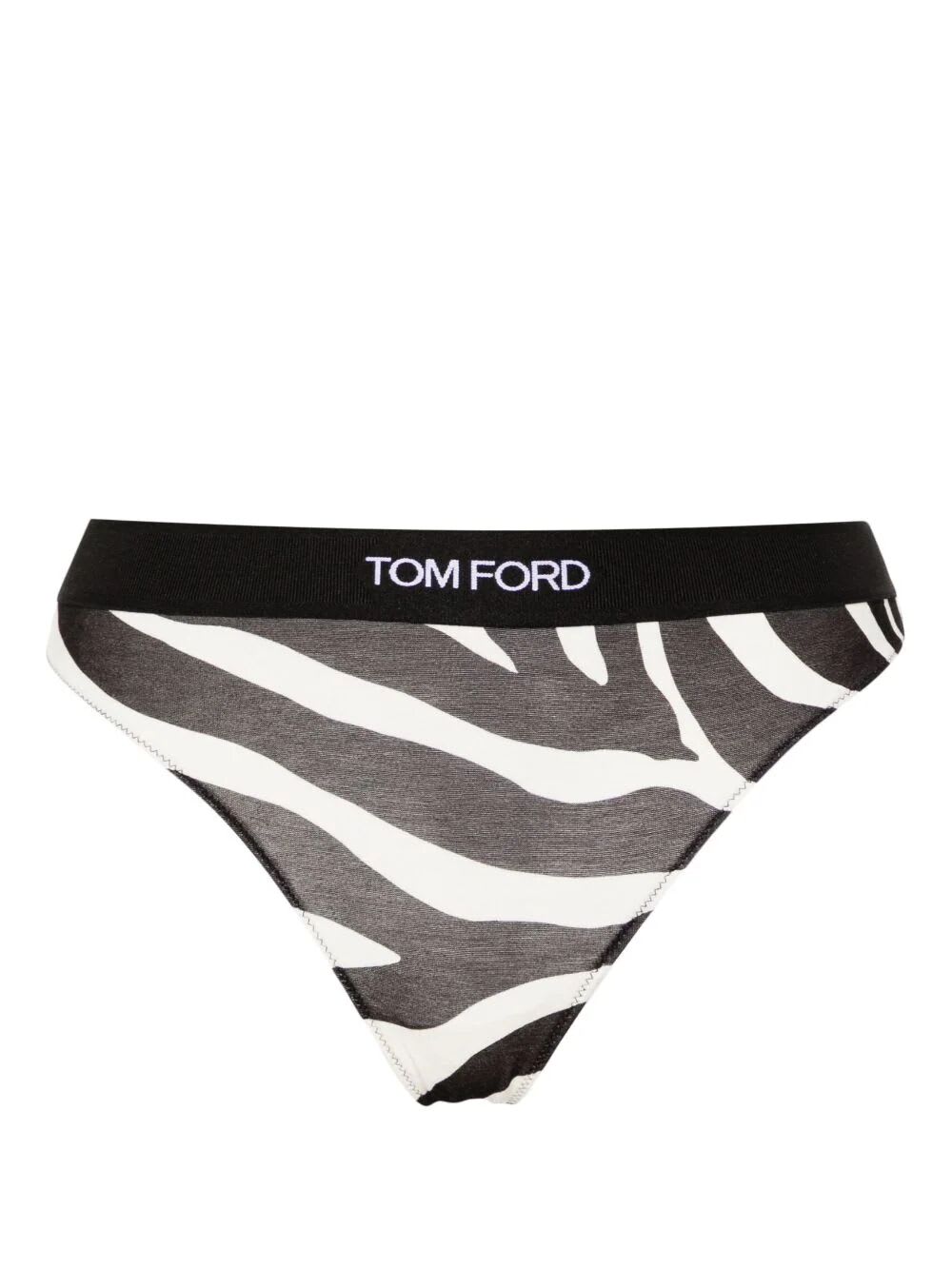 Shop Tom Ford Optical Zebra Printed Modal Signature Thong In Xecbl Ecru Black
