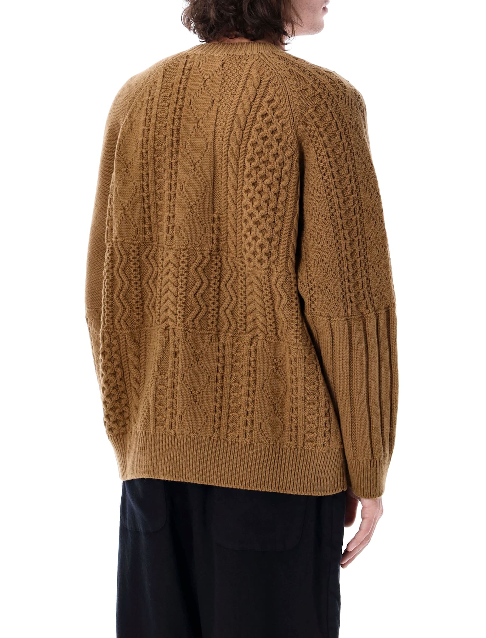 Shop Comme Des Garçons Homme Deux Cable Knit Sweater In Camel