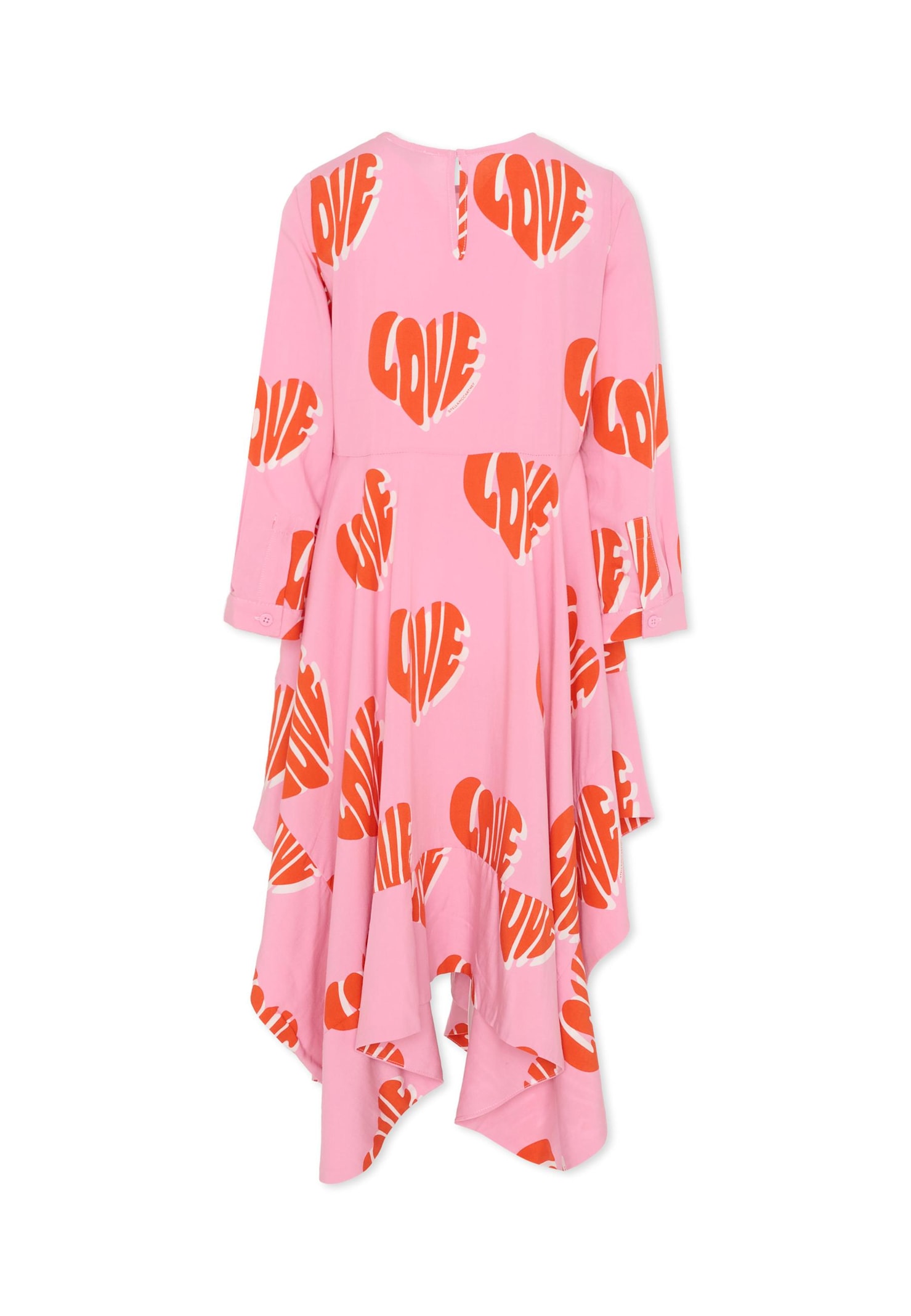 Stella Mccartney Pink Dress With Love Print For Girl In Pink