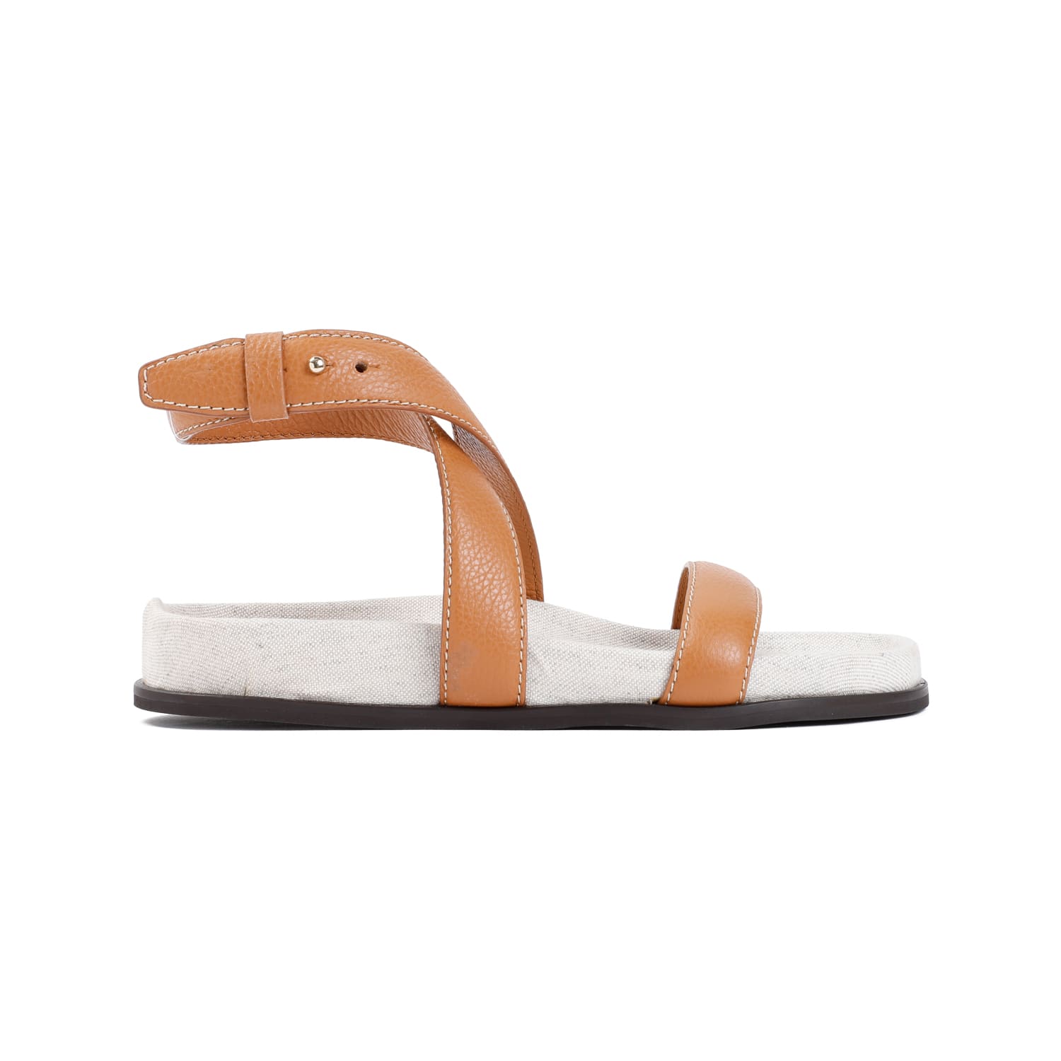 Shop Totême Leather Chunky Sandal In Tan