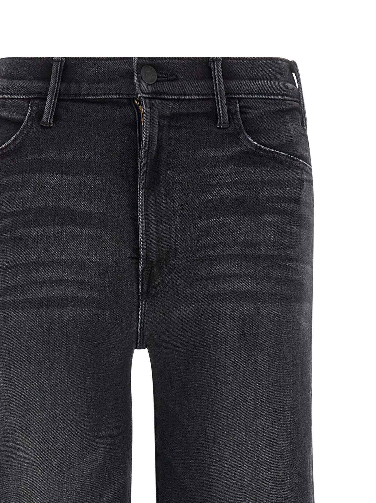 Mother The Hustler Roller Sneak Fray Jeans In Black