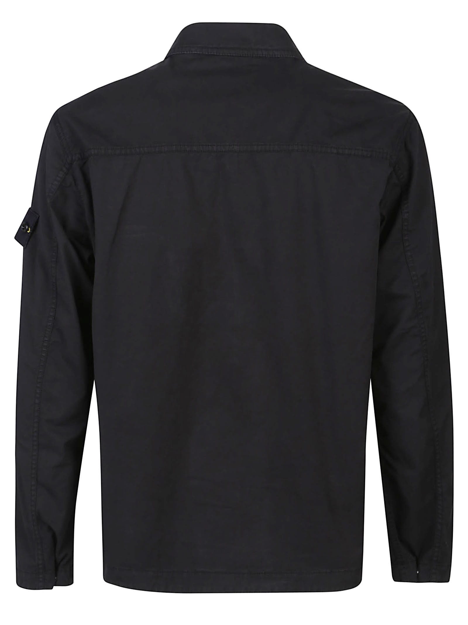 Stone Island Black Overshirt With Zip Closure In Black