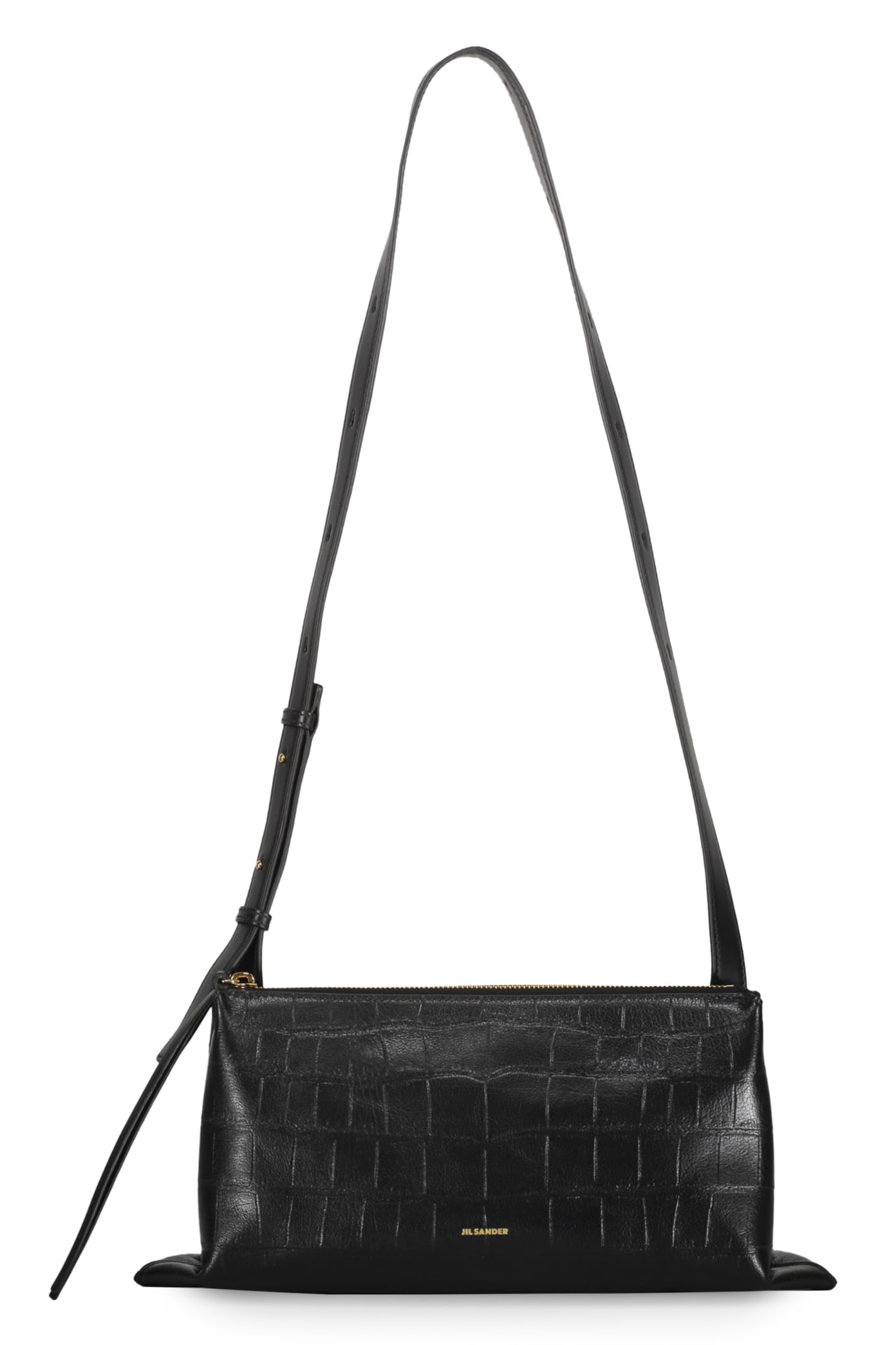 Shop Jil Sander Leather Crossbody Bag In Black