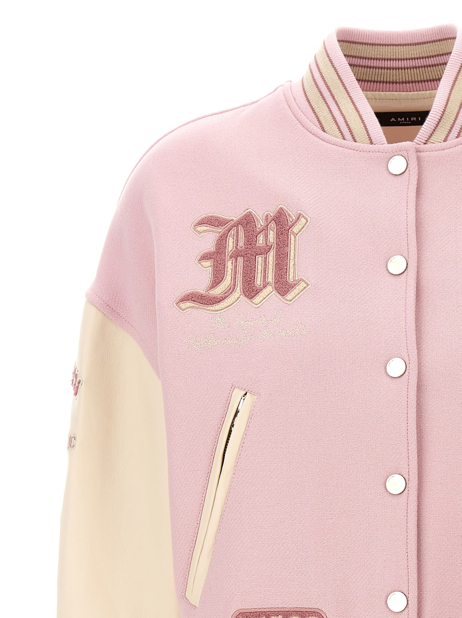 Shop Amiri Dream Team Varsity Bomber Jacket In Pink