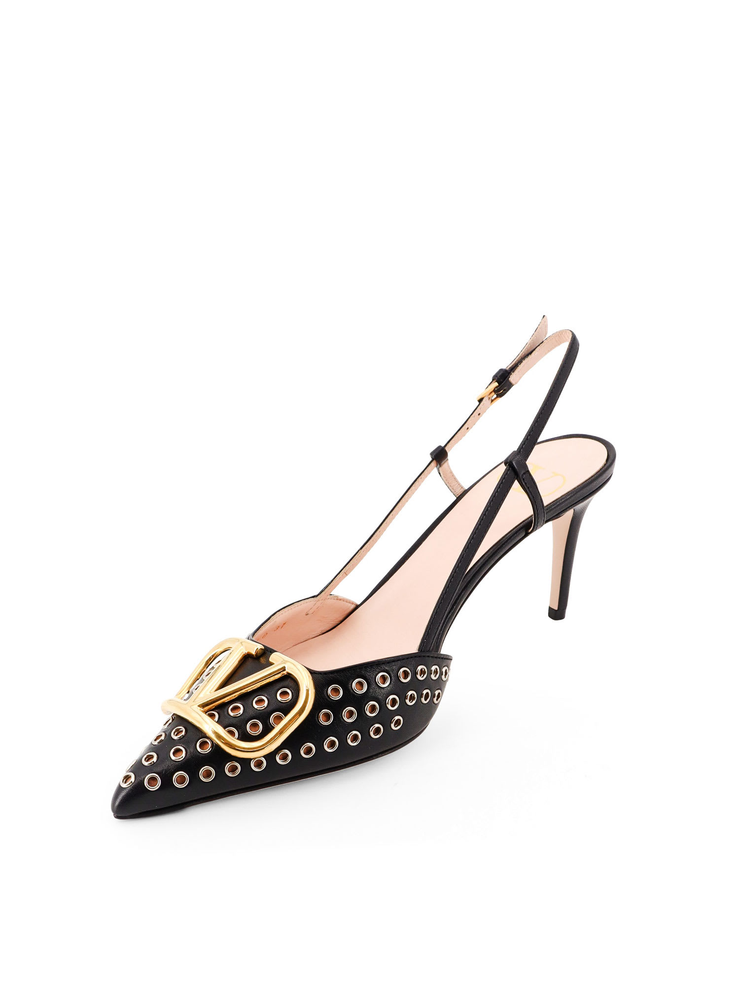 Valentino Leather Slingback Pointed Toe Pumps In Blue