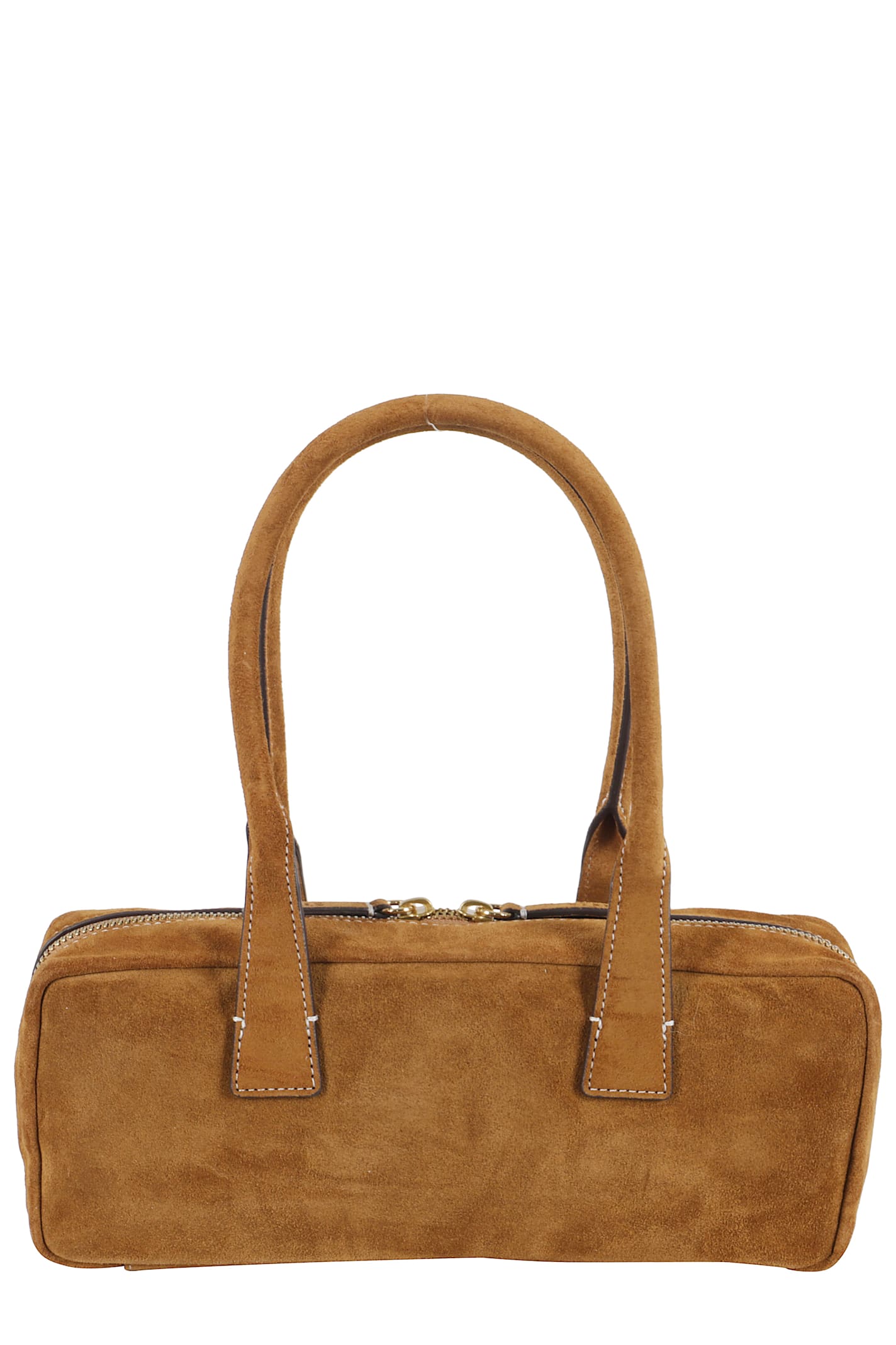 Staud Smooth Leather Shoulder Bag With Double Handles In Brown