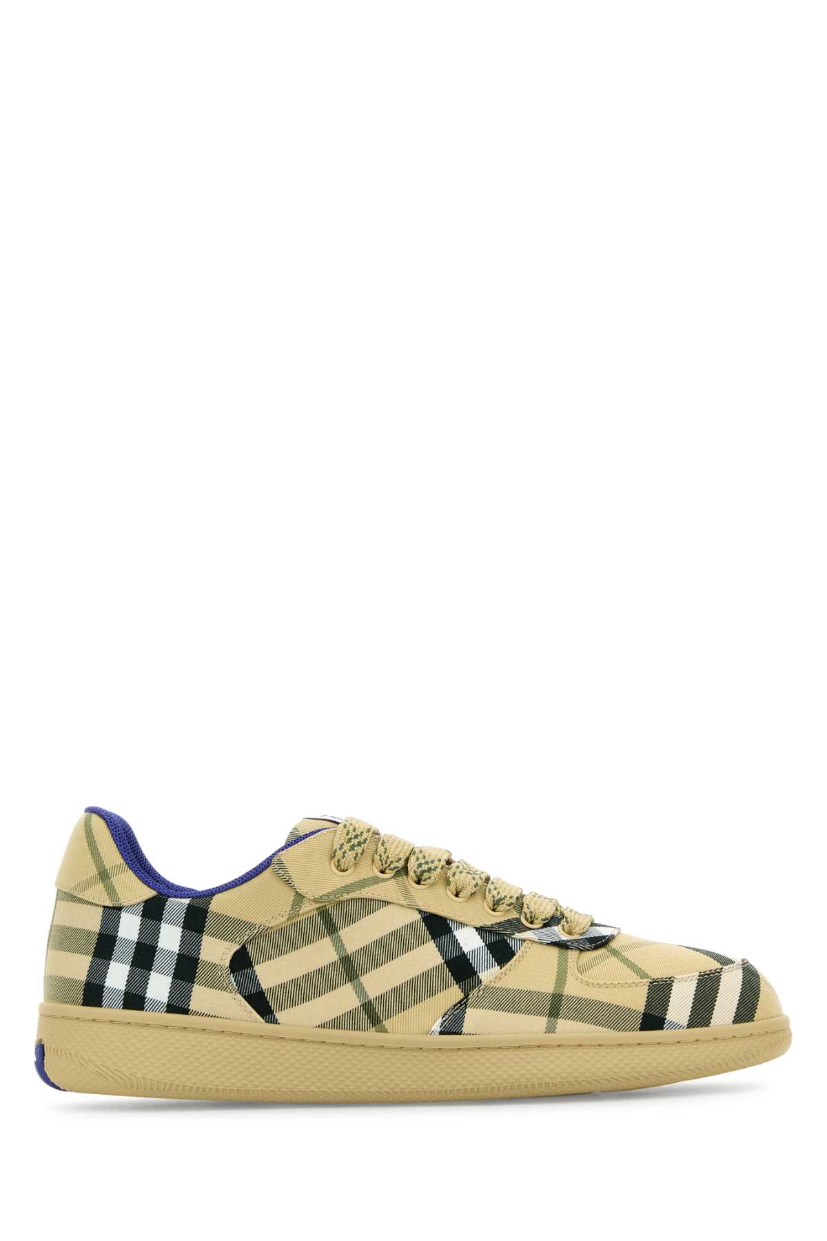 Shop Burberry Embroidered Fabric Box Sneakers In Beige