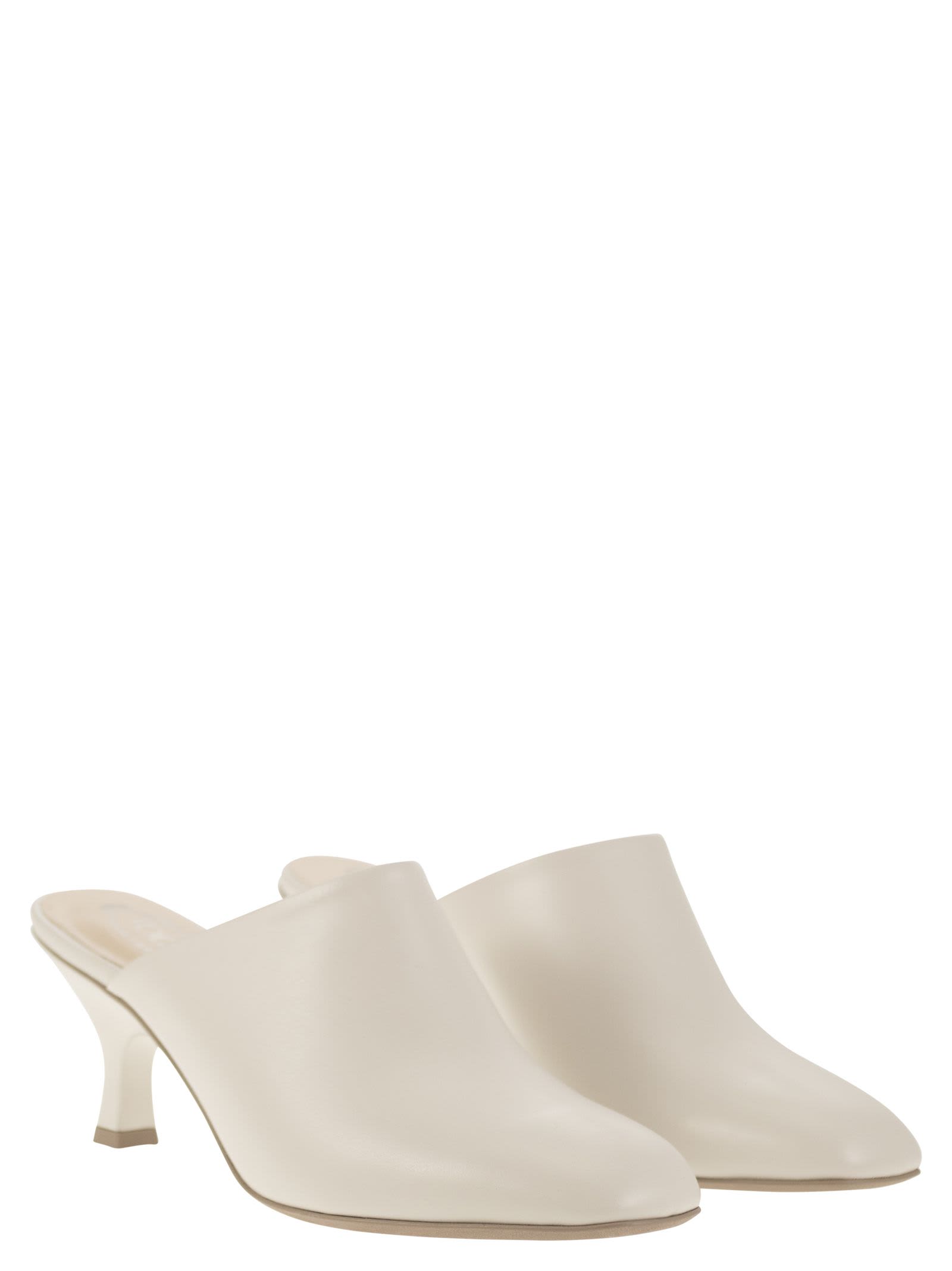 Shop Tod's Leather Sabot In Gesso