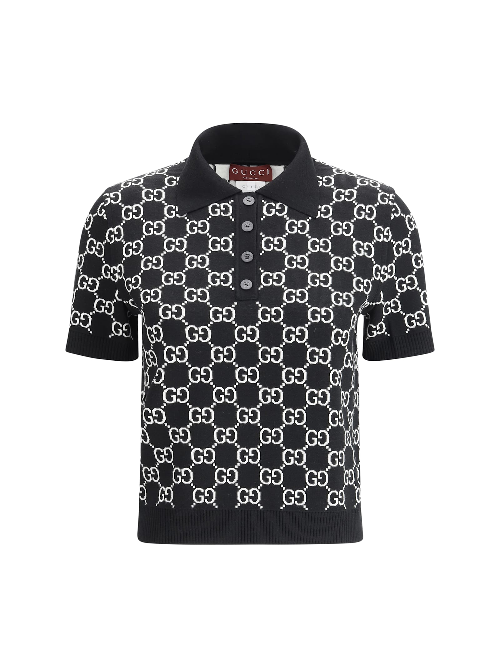 Gg Wool Jacquard Polo Top