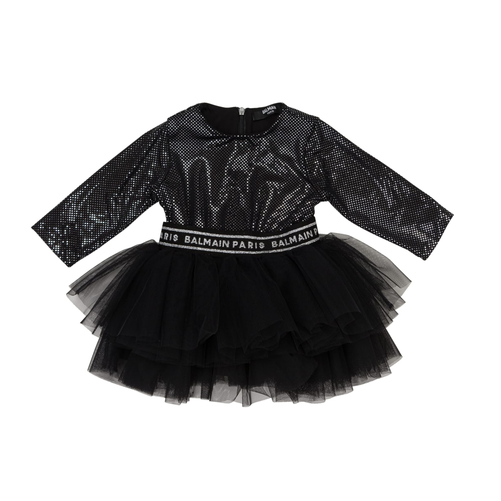 Shop Balmain Sequined Mini Skirt In Black/silver