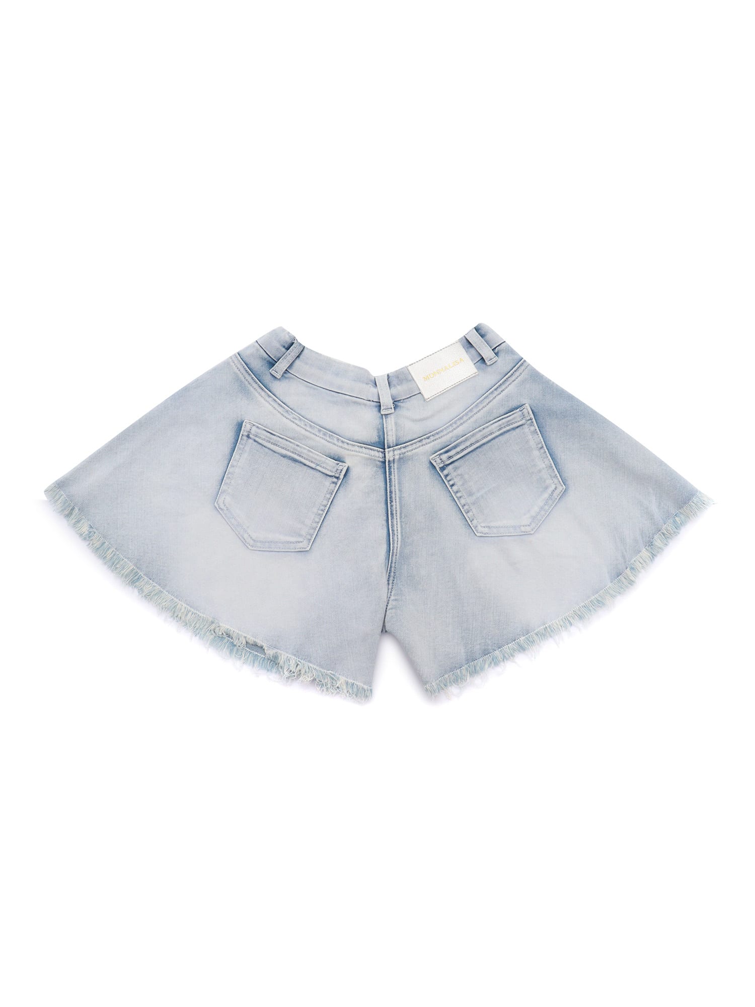 Monnalisa Denim Shorts With Rhinestones In Gray
