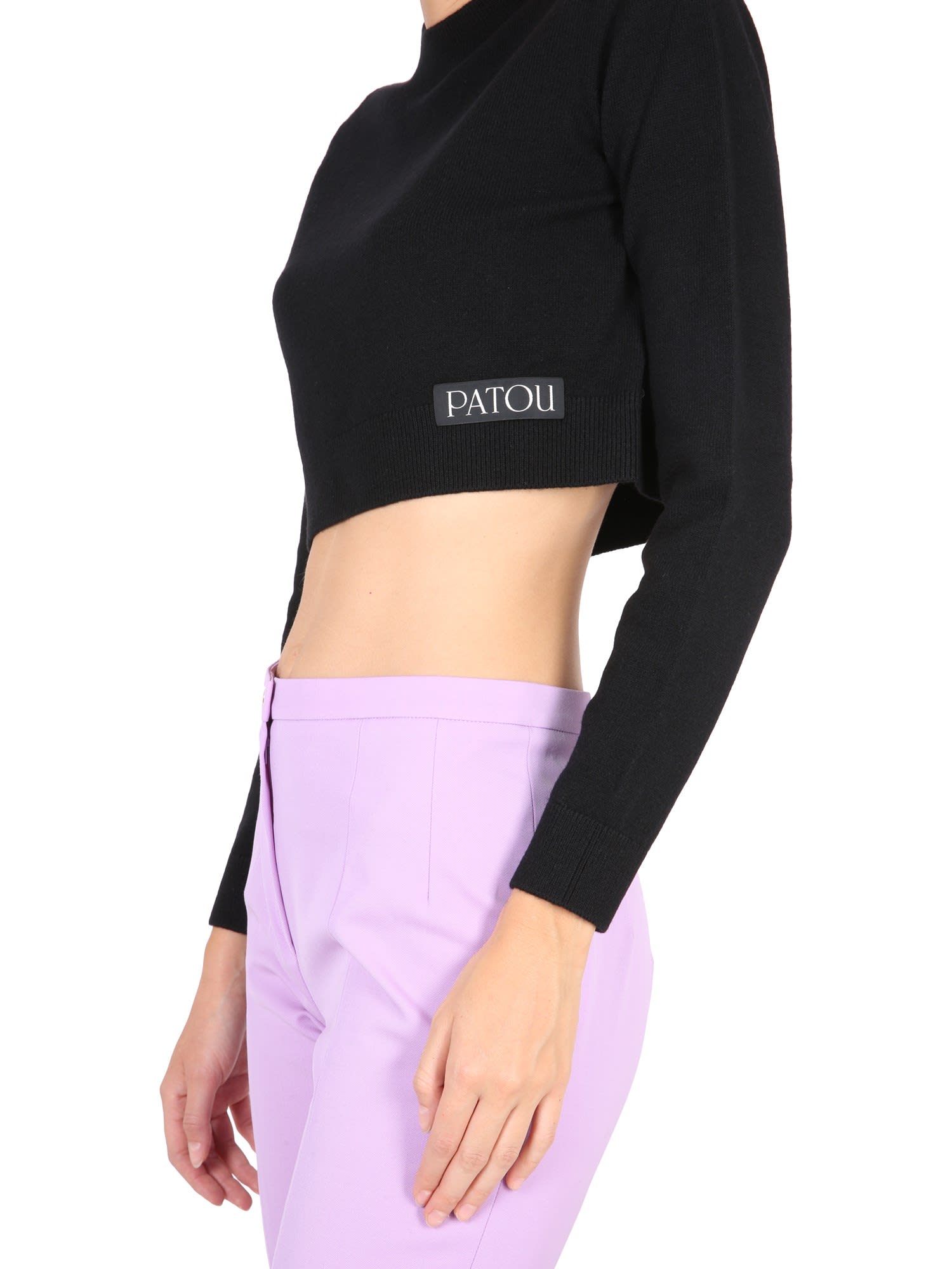 Shop Patou Black Merino Wool Blend Sweater