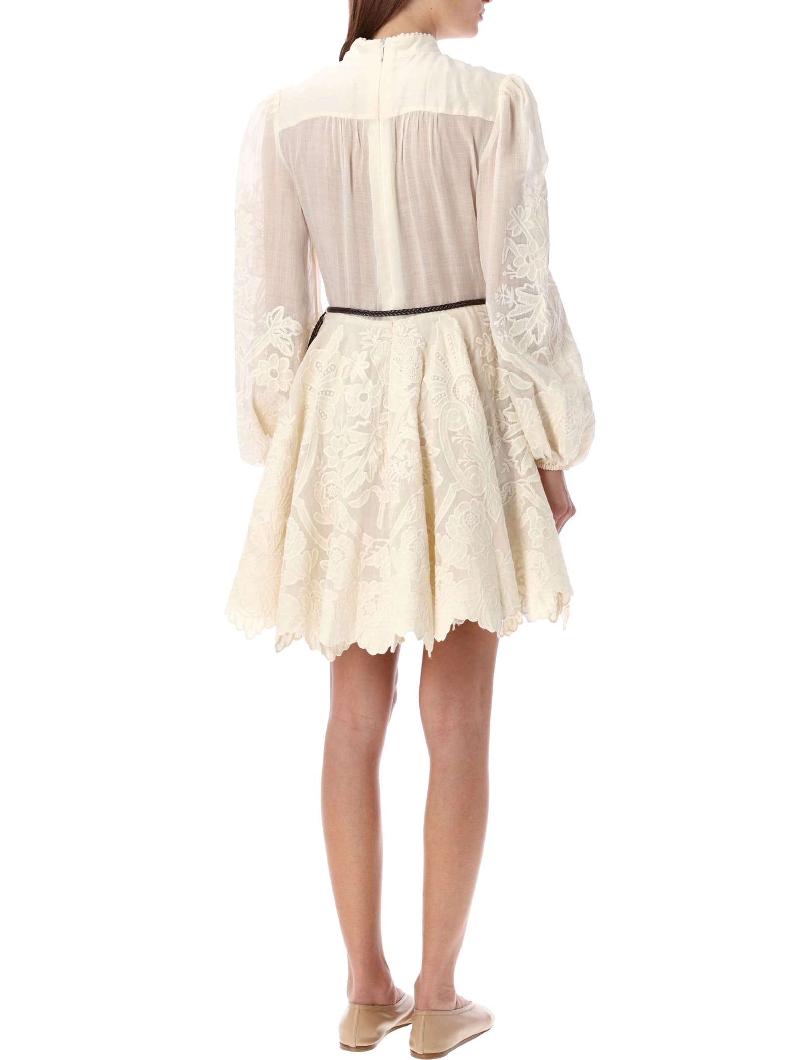 Shop Zimmermann Ottie Mini Dress In Cream