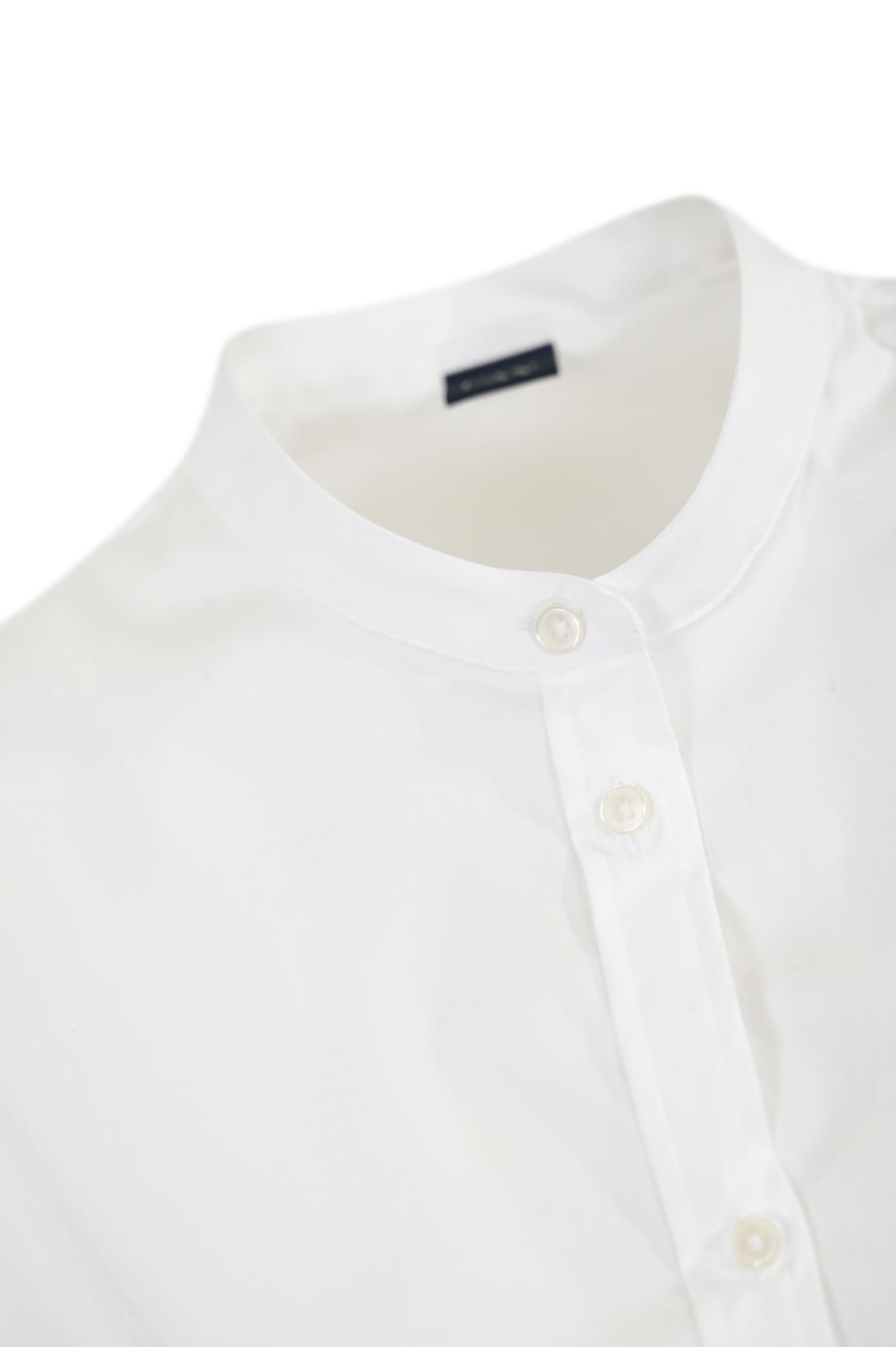 Shop Fay Cotton Shirt With Mandarin Collar In Bianco