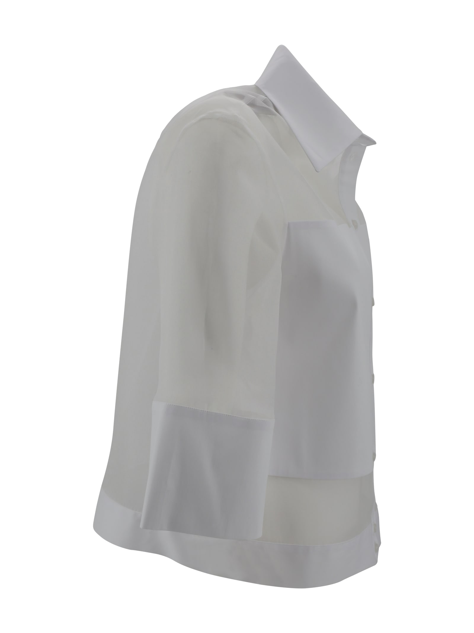D Exterior Poplin And Organza Shirt In White