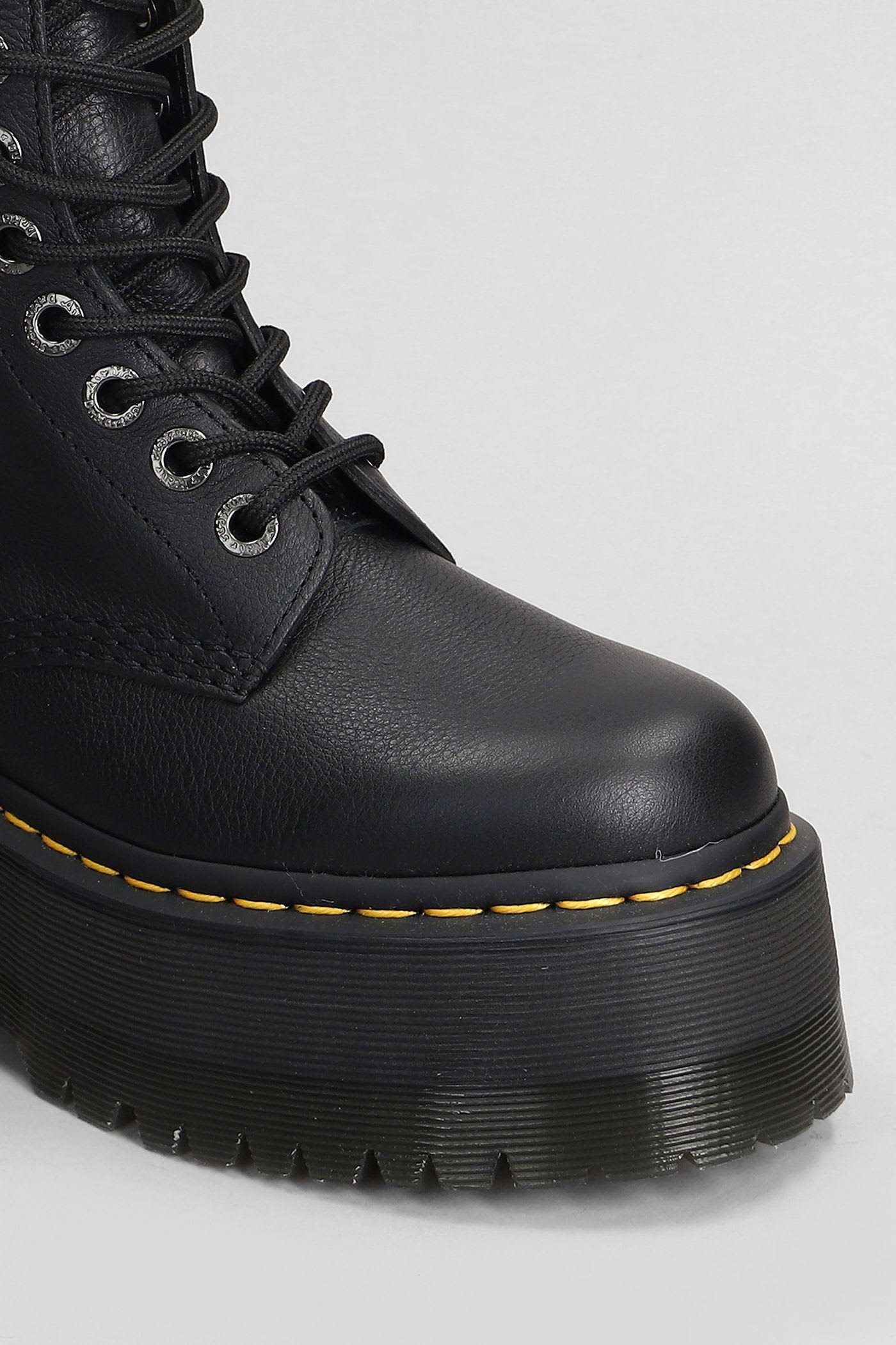 Dr. Martens 1460 Pascal Max Combat Boots In Black Leather In Black