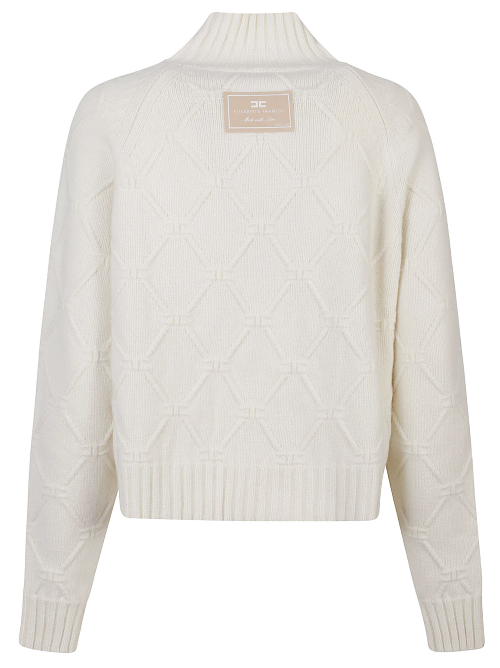 Elisabetta Franchi Tricot Turtle Neck Sweater In White
