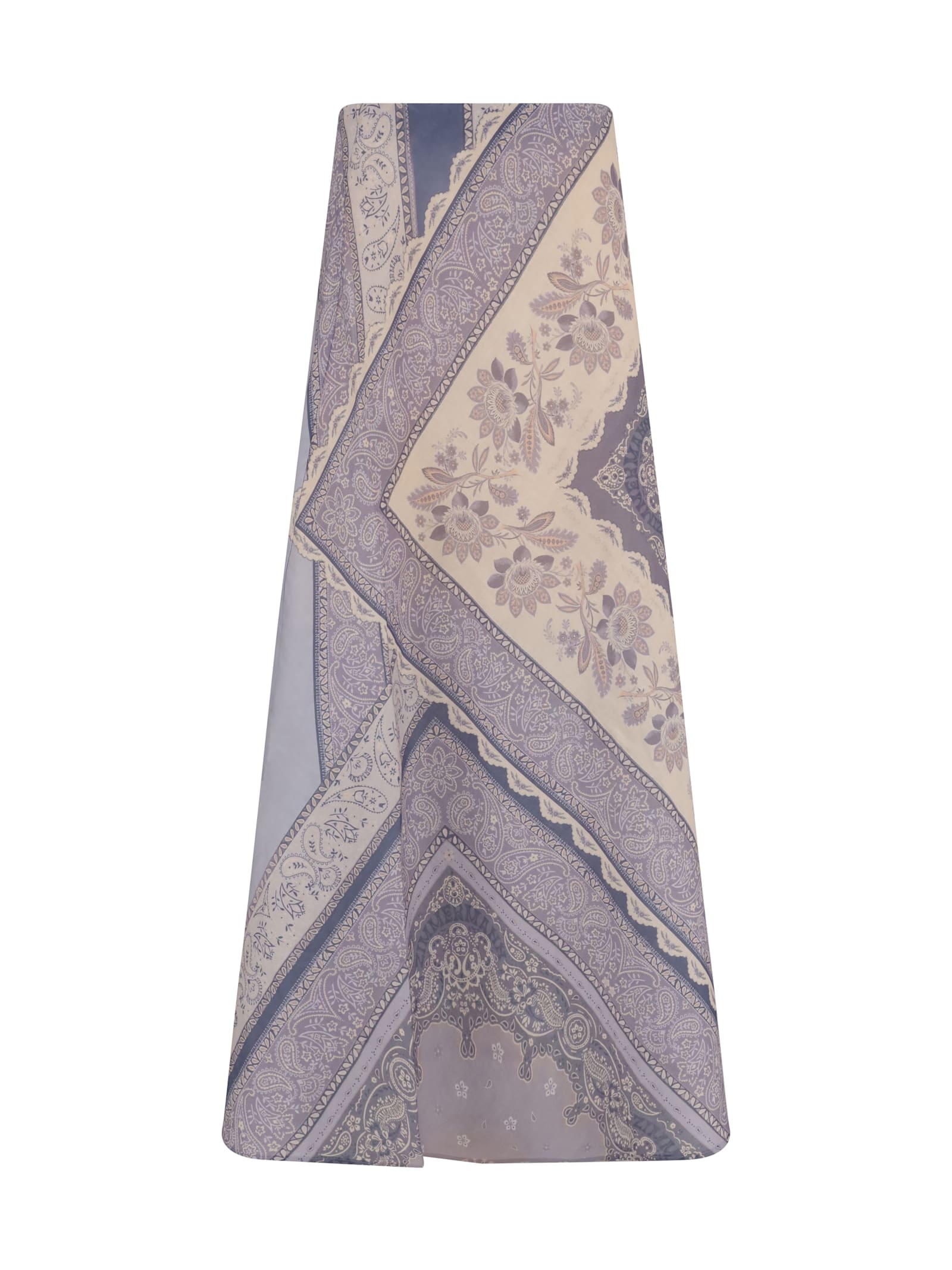 Zimmermann Lucky Floral Linen Midi Skirt In Gray