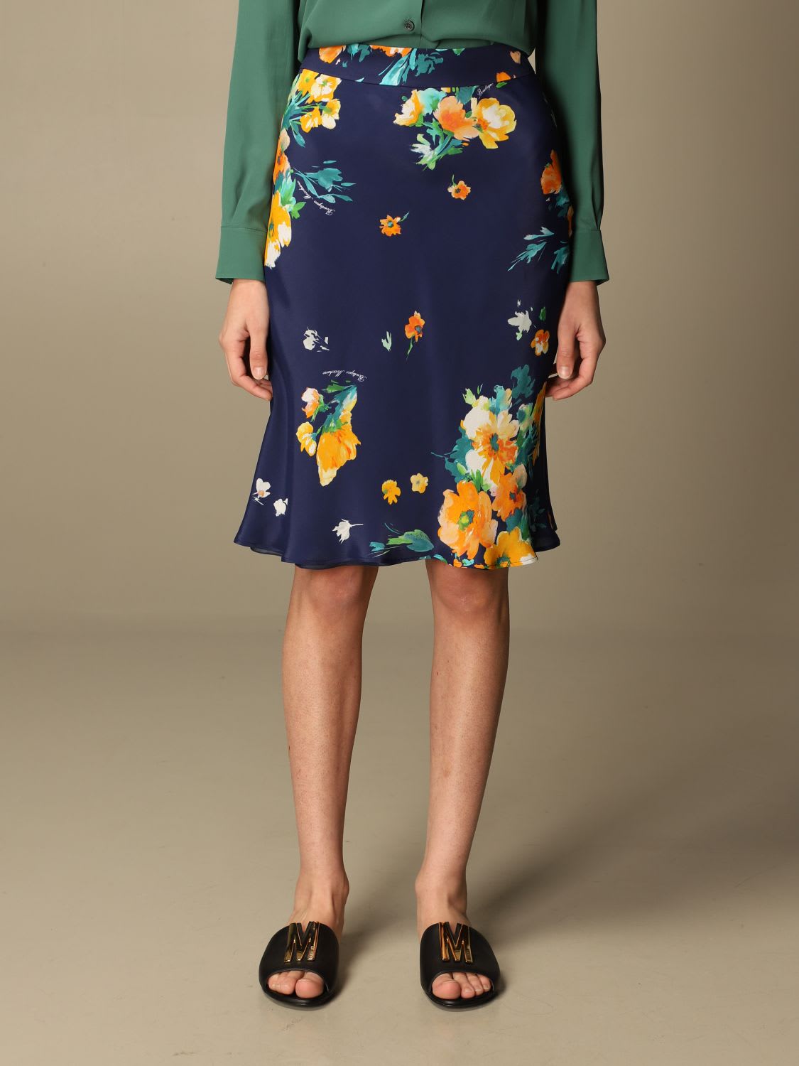Boutique Moschino Skirt Floral Print Silk Sheath Dress Boutique Moschino
