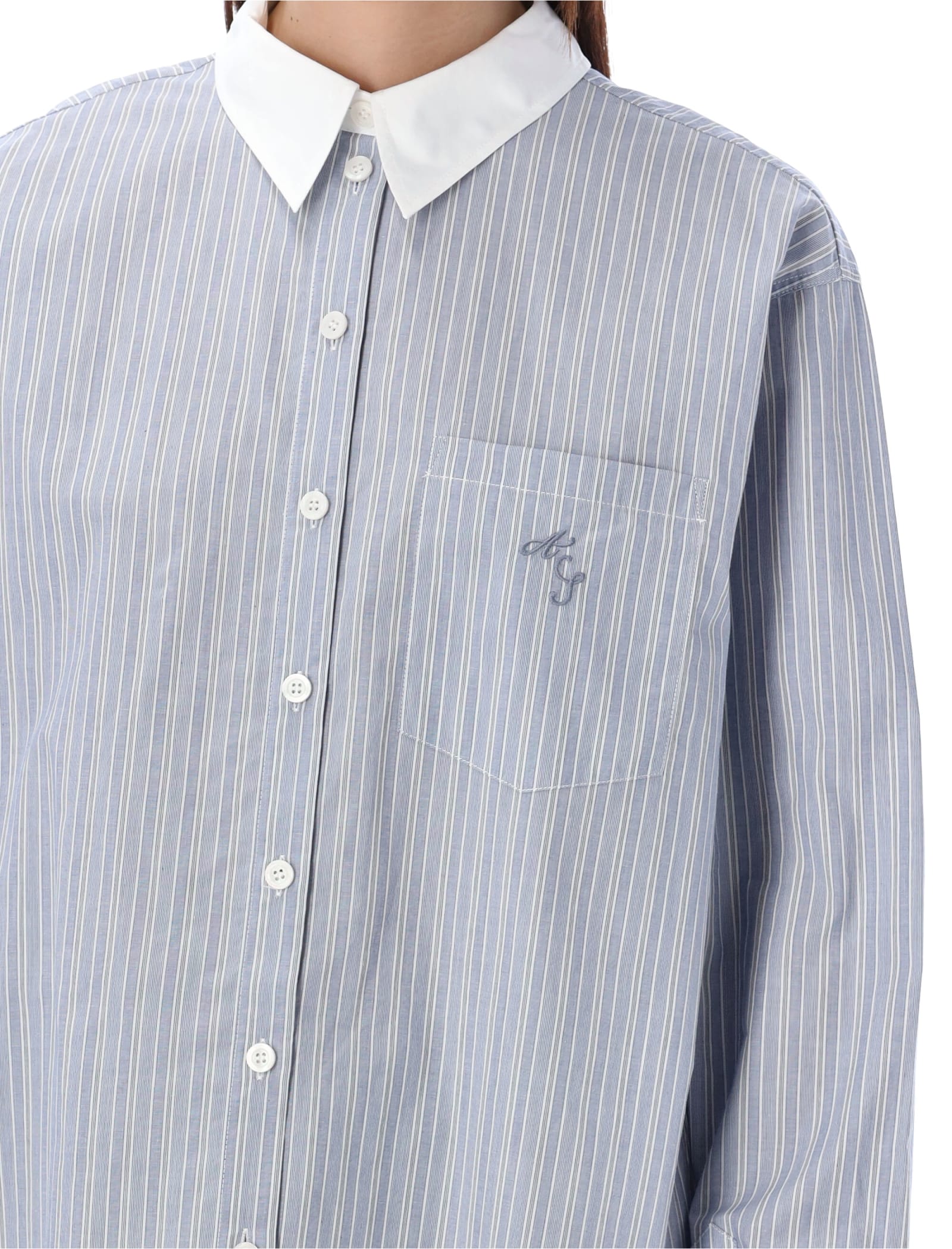Shop Acne Studios Stripe Shirt In Blue White Stipe