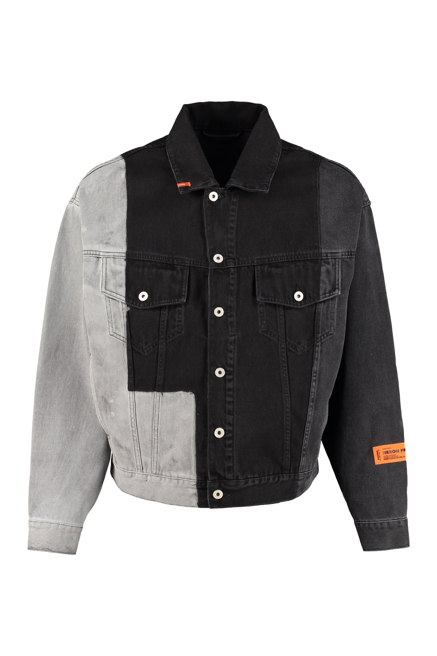 Heron Preston Contrast Panelled Denim Jacket In Black