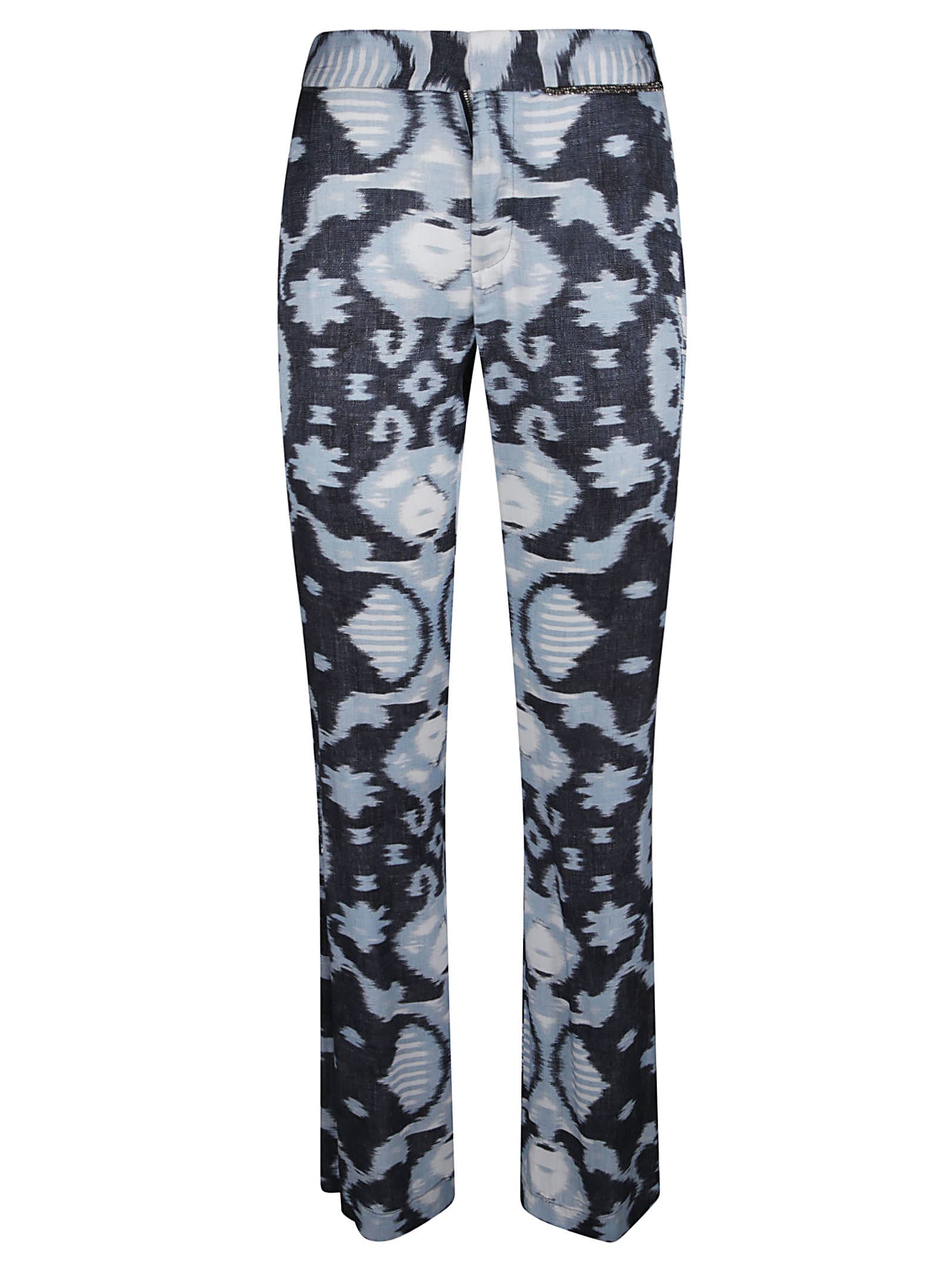 Bazar Deluxe Printed Fitted Trousers In Blue