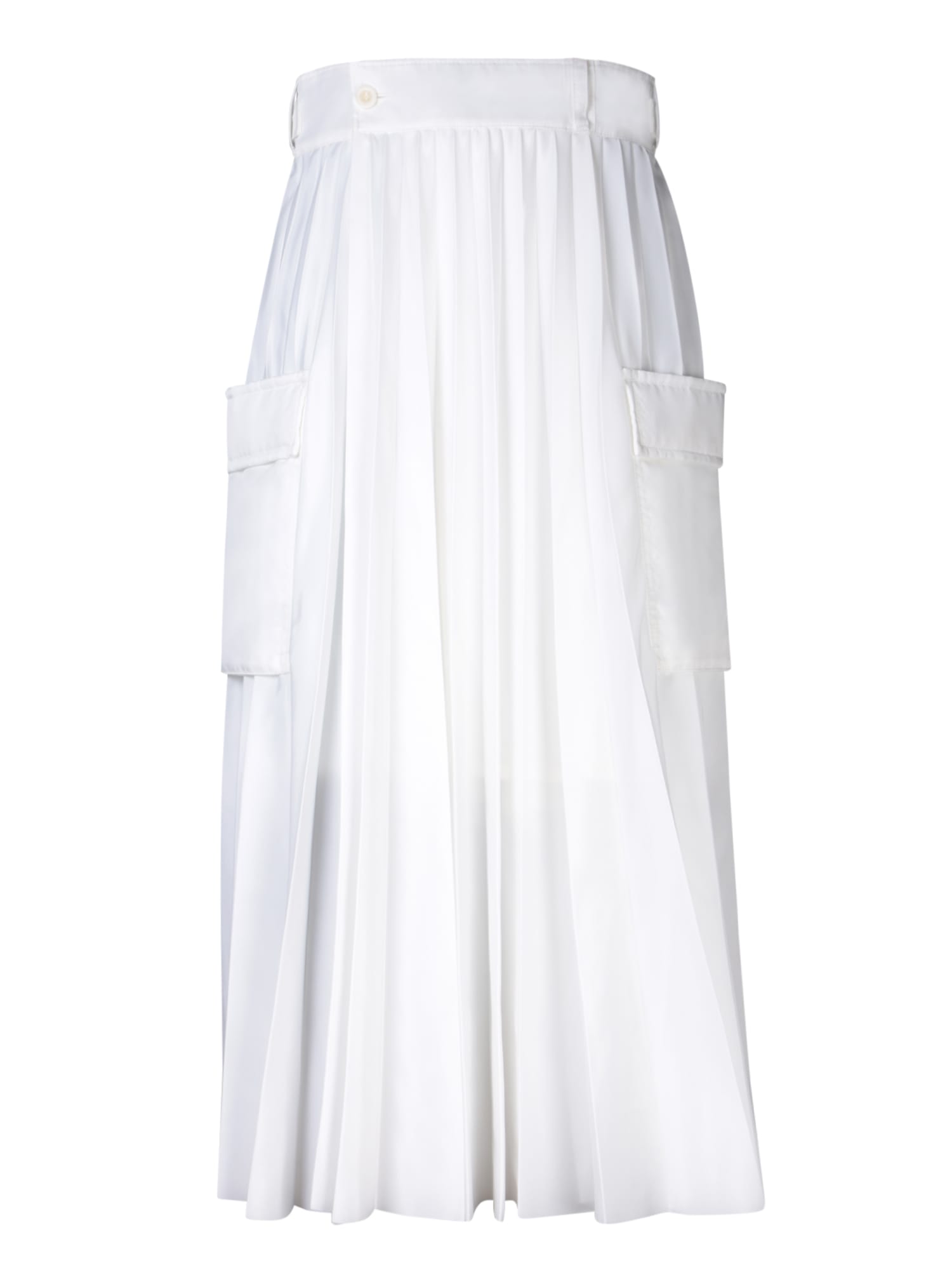 White Nylon Twill Skirt